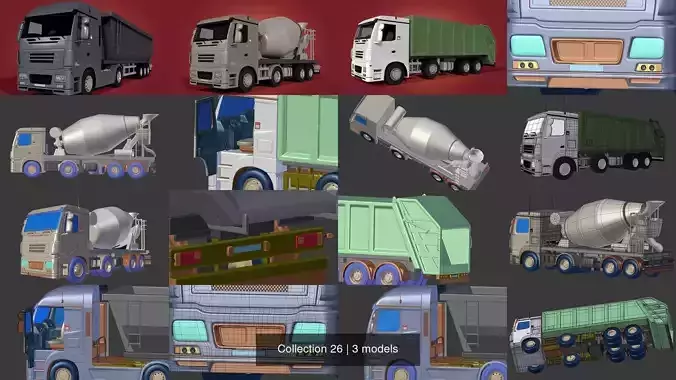 Generic Heavy Truck - Garbage - Construction - Tipping 3D Model Collection