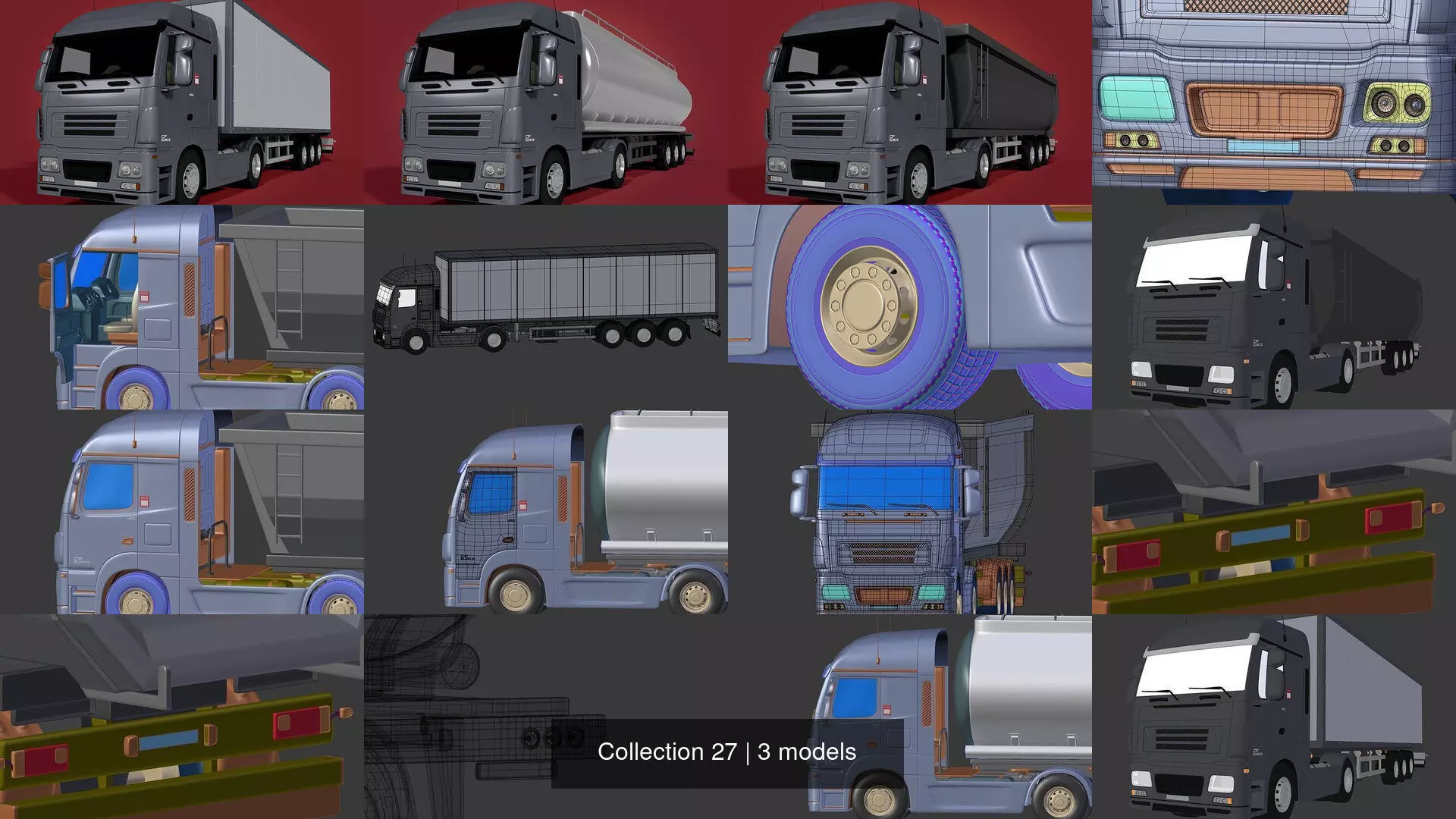 Generic Heavy Truck - Container - Fuel - Construction - Tipping 3D Model Collection_0