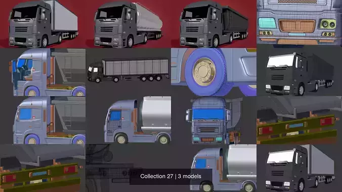 Generic Heavy Truck - Container - Fuel - Construction - Tipping 3D Model Collection