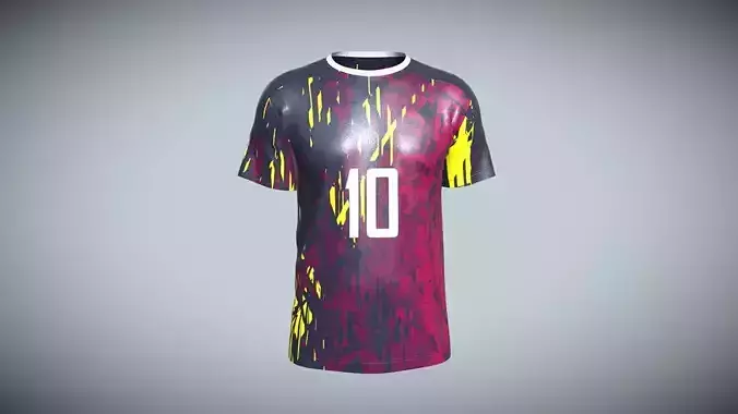 Soccer Purple Jersey Player-10 In Low Poly
