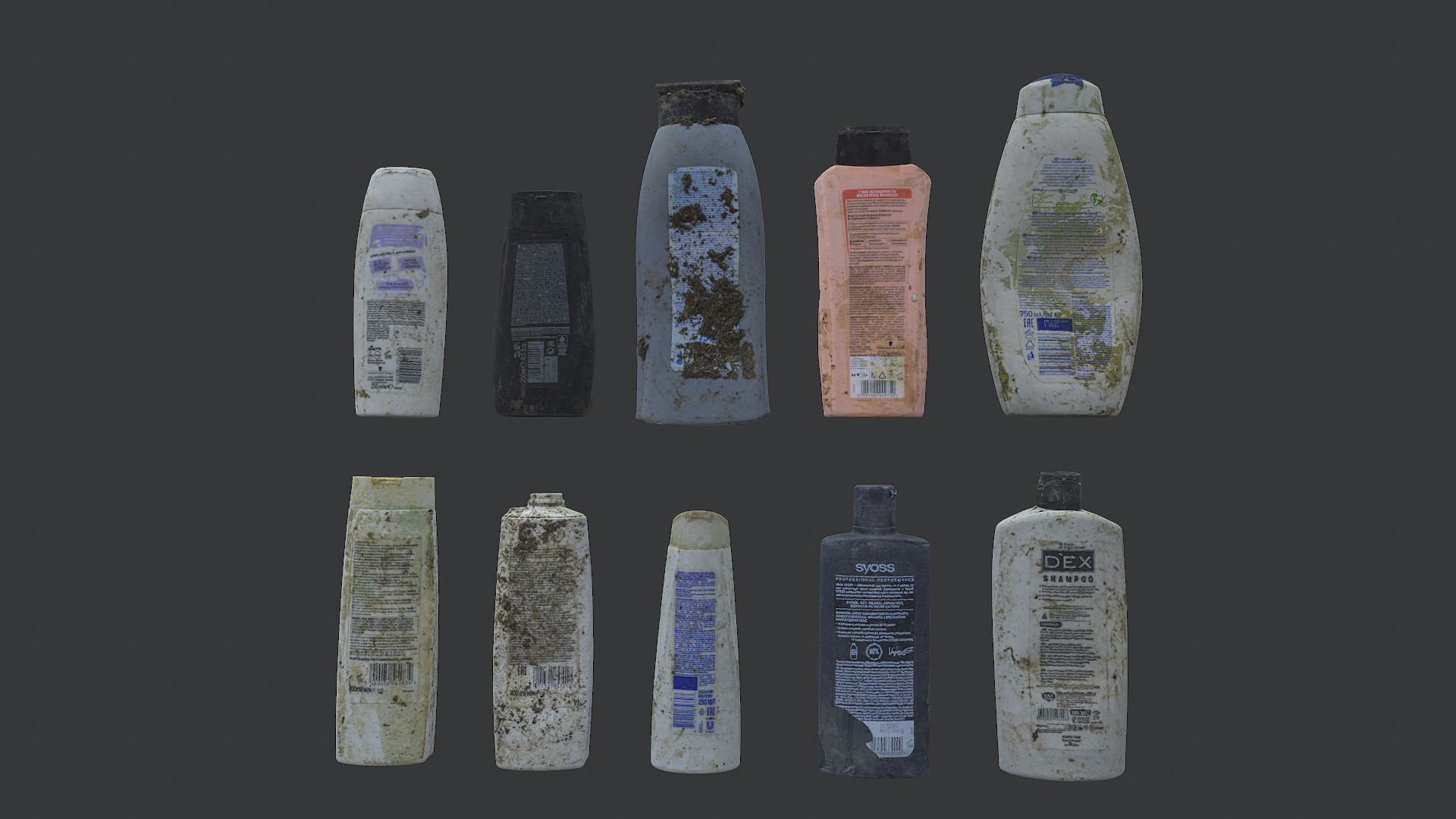 Old dirty bottles set 4 3D model_2