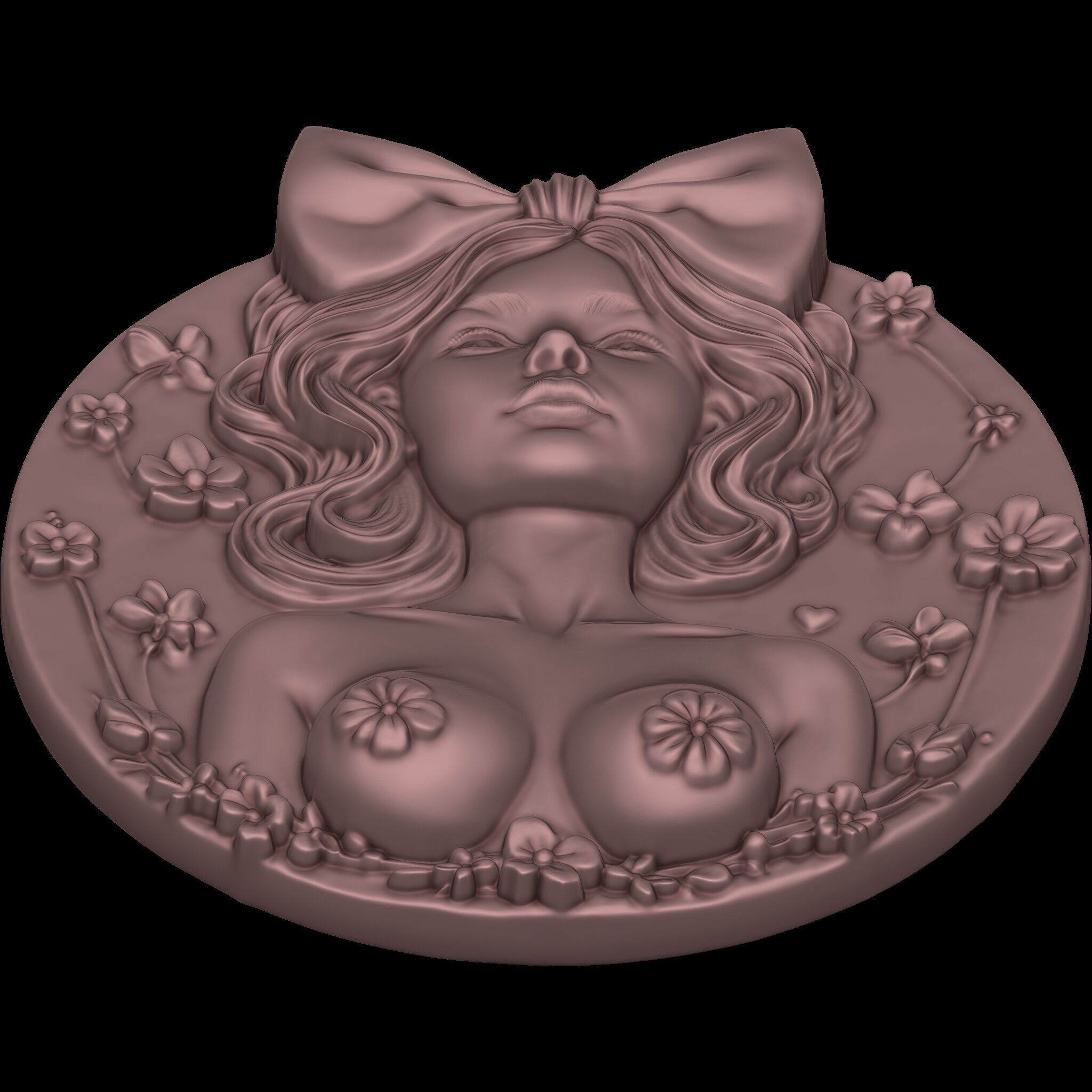 Lady of Spring Relief No2 STL file for 3d printing or CNC 3D print model_10