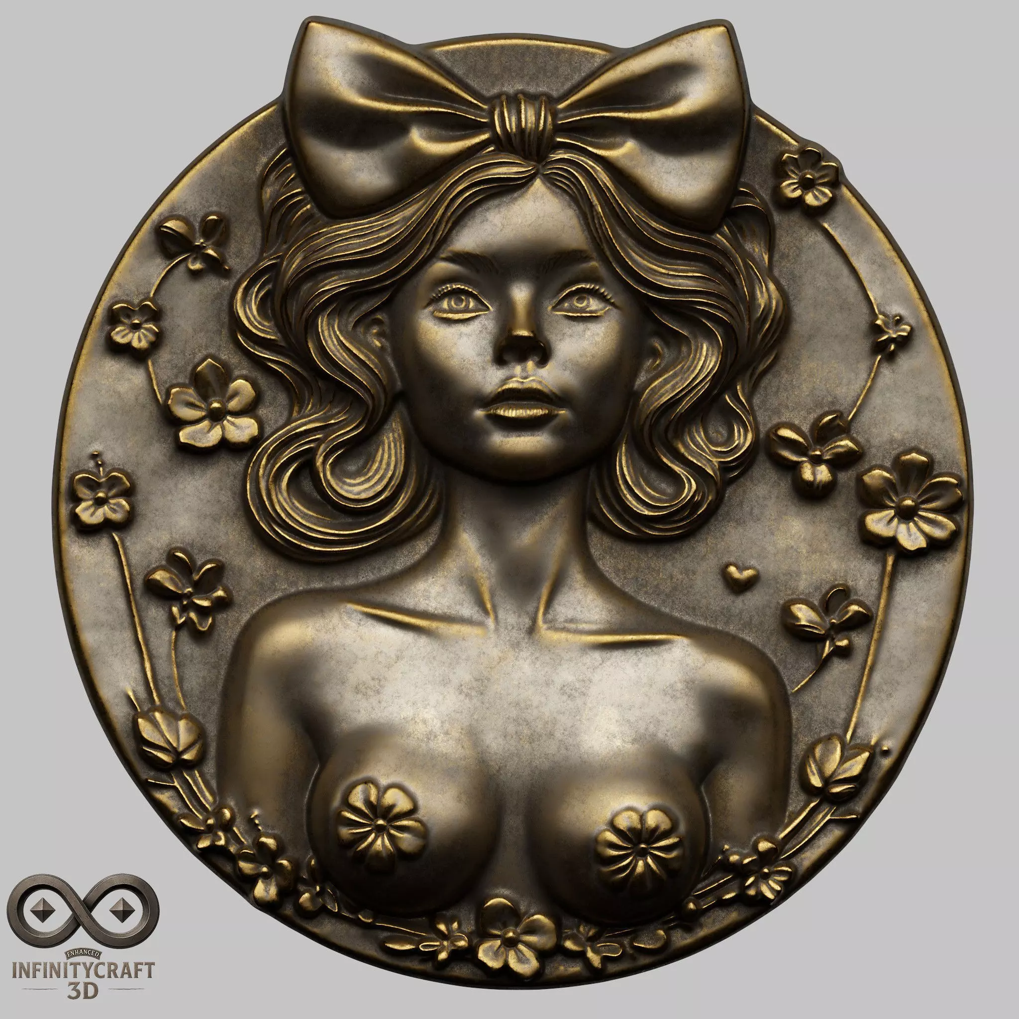 Lady of Spring Relief No2 STL file for 3d printing or CNC 3D print model_0