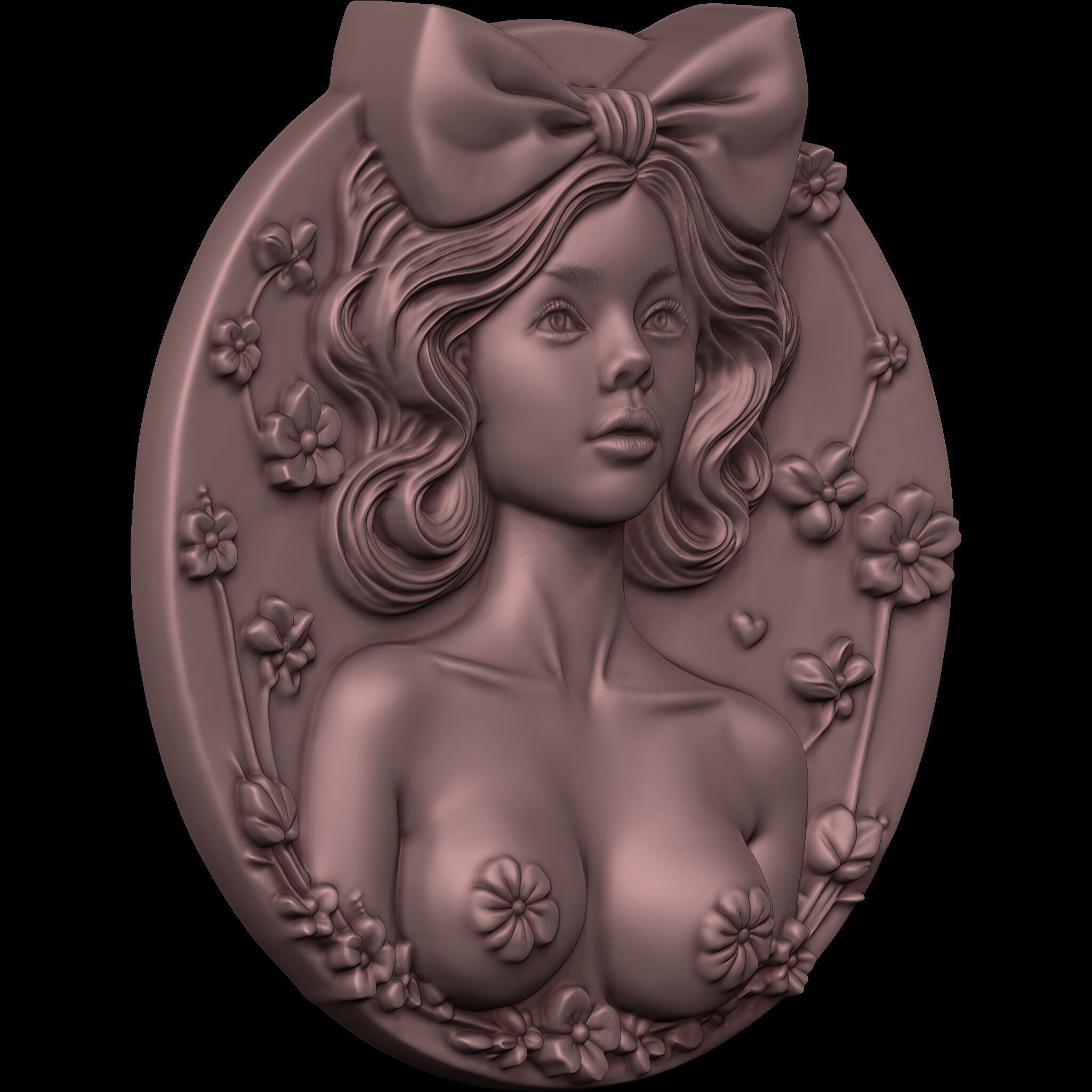 Lady of Spring Relief No2 STL file for 3d printing or CNC 3D print model_6