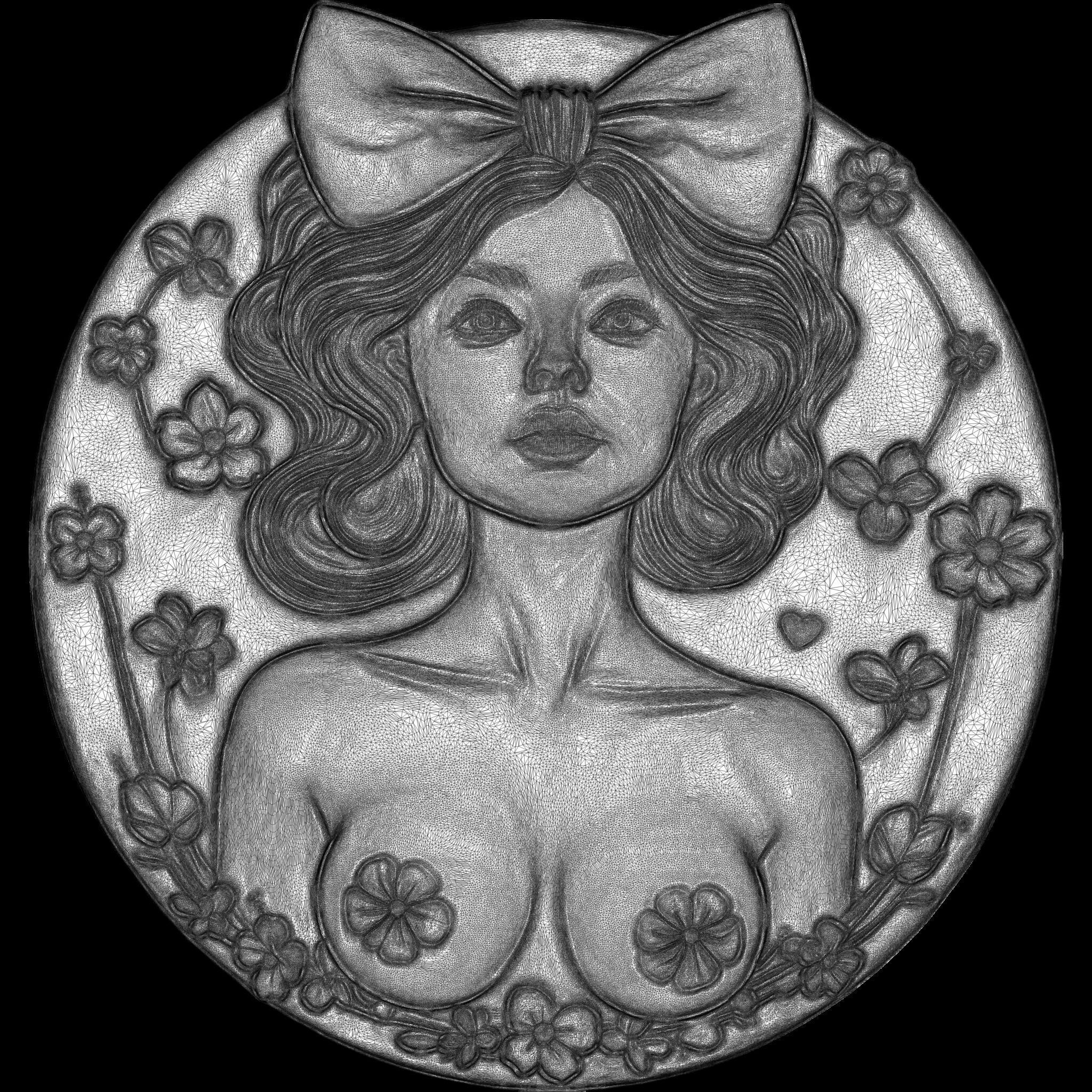 Lady of Spring Relief No2 STL file for 3d printing or CNC 3D print model_14