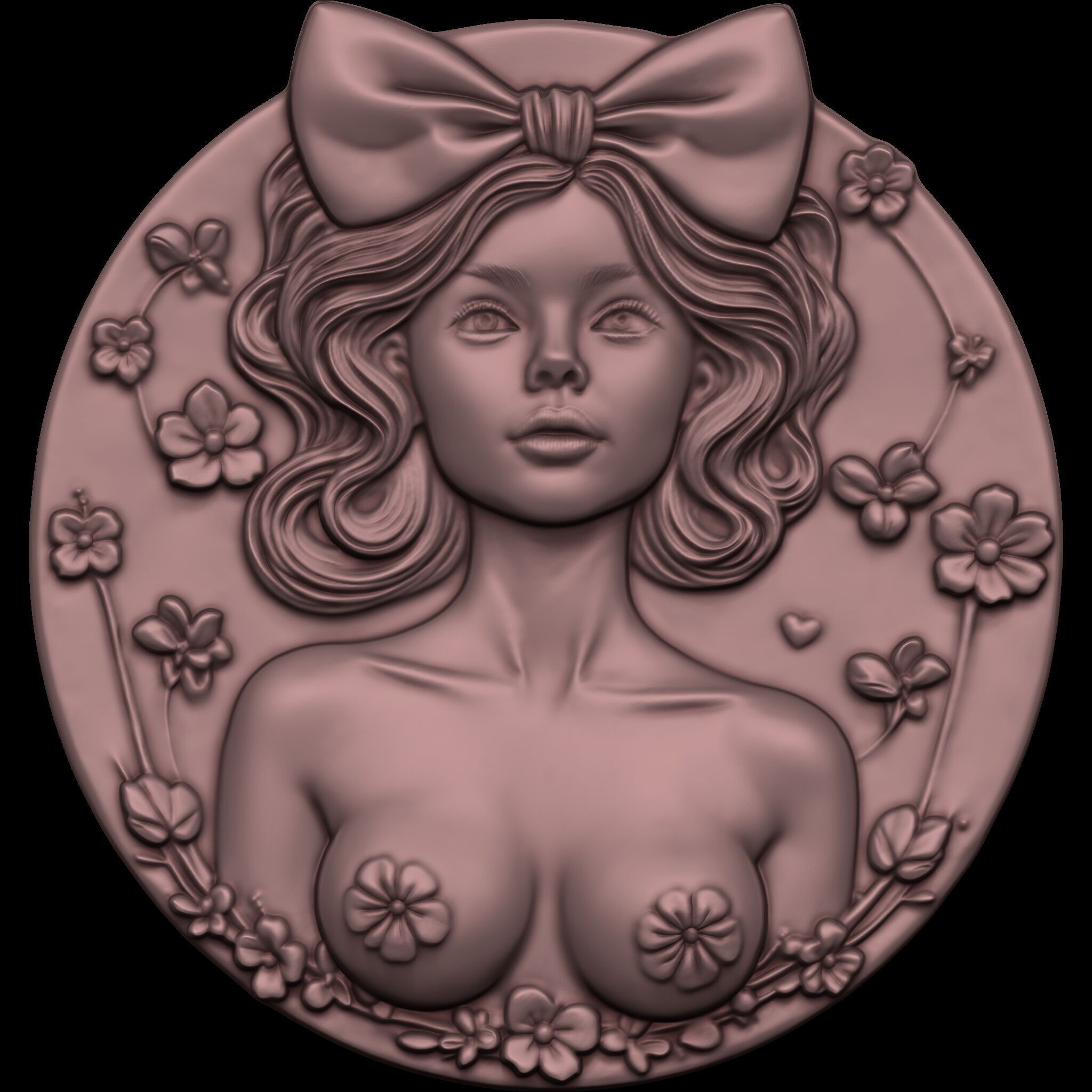 Lady of Spring Relief No2 STL file for 3d printing or CNC 3D print model_5