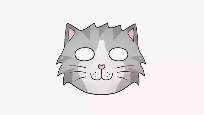 Cat Mask Paper 01 - Character Design Fashion Low-poly 3D model