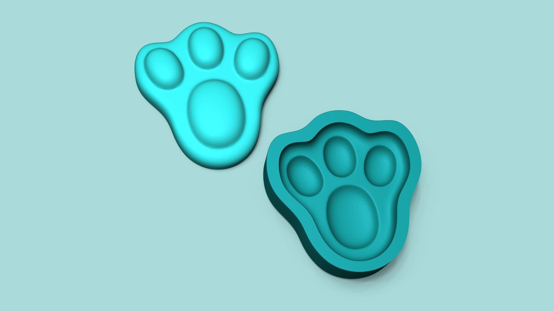 Bunny Footsteps Paw Mold - Silicon Maker - Template 3D print model_0