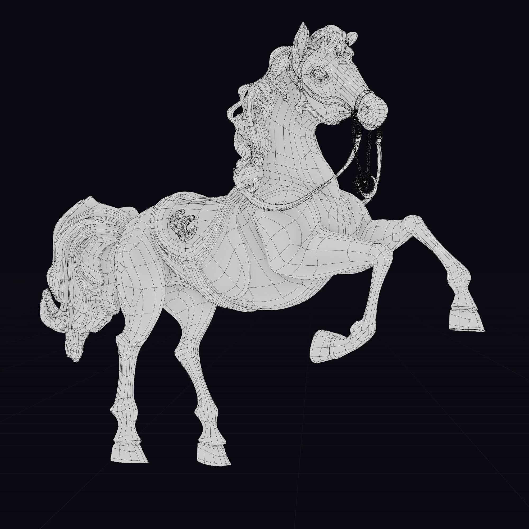 Carousel Horse Sculpture model white 3D model_9
