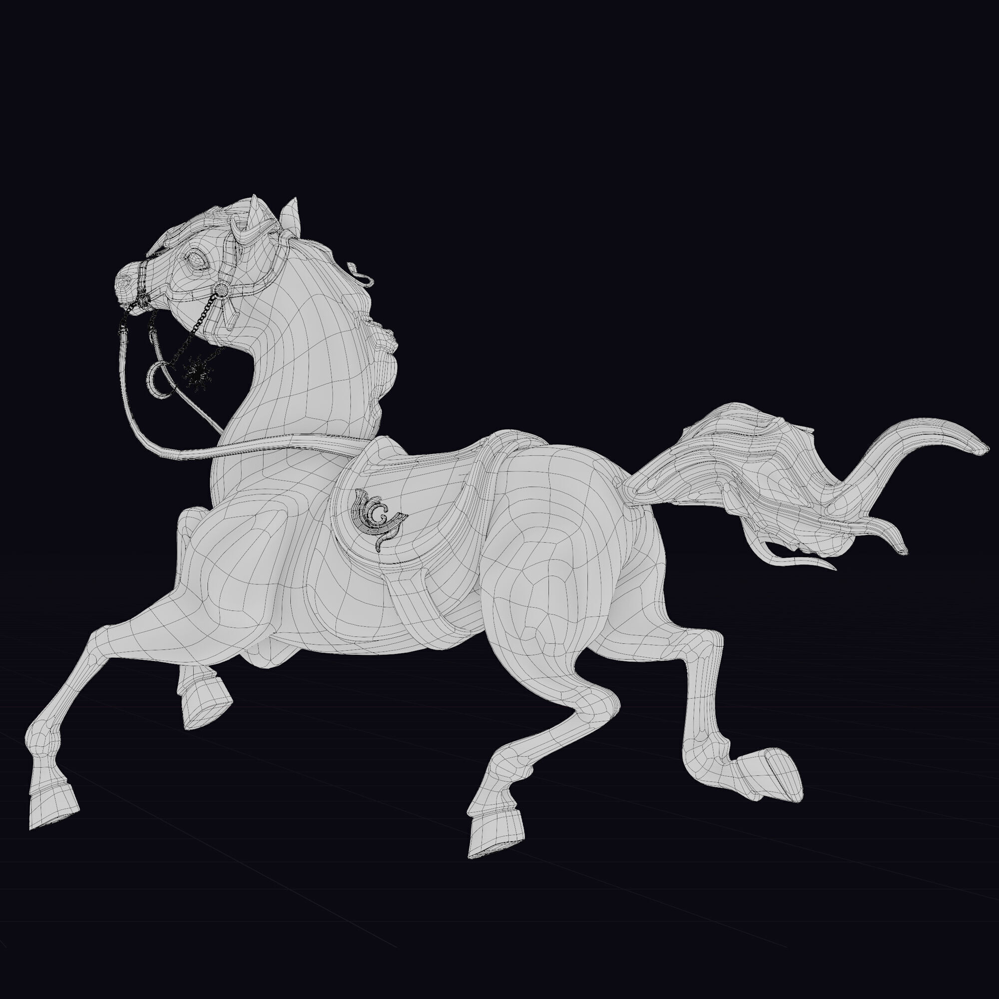 Carousel Horse Sculpture model grey 3D model_9