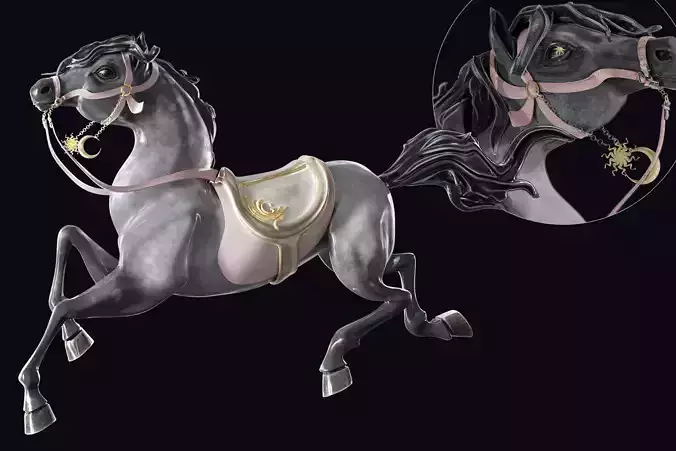 Carousel Horse Sculpture model grey
