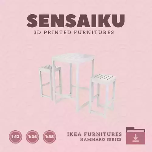 NAMMARO Bar Table and Stools for Dollhouse - IKEA - 3D Print