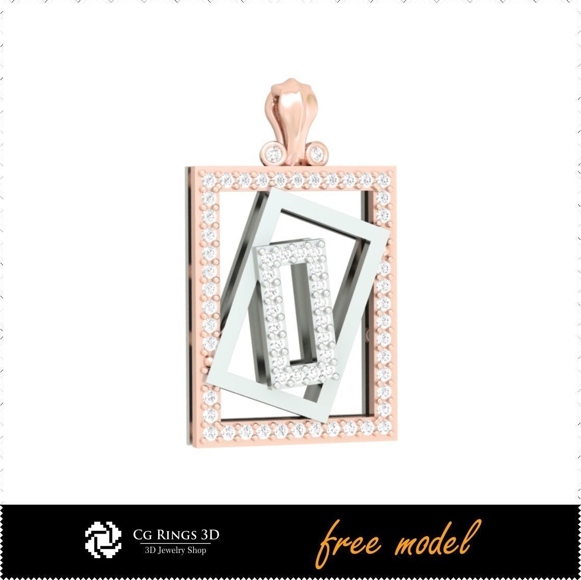 3D CAD Pendant With Diamons-Free 3D Model Free 3D print model