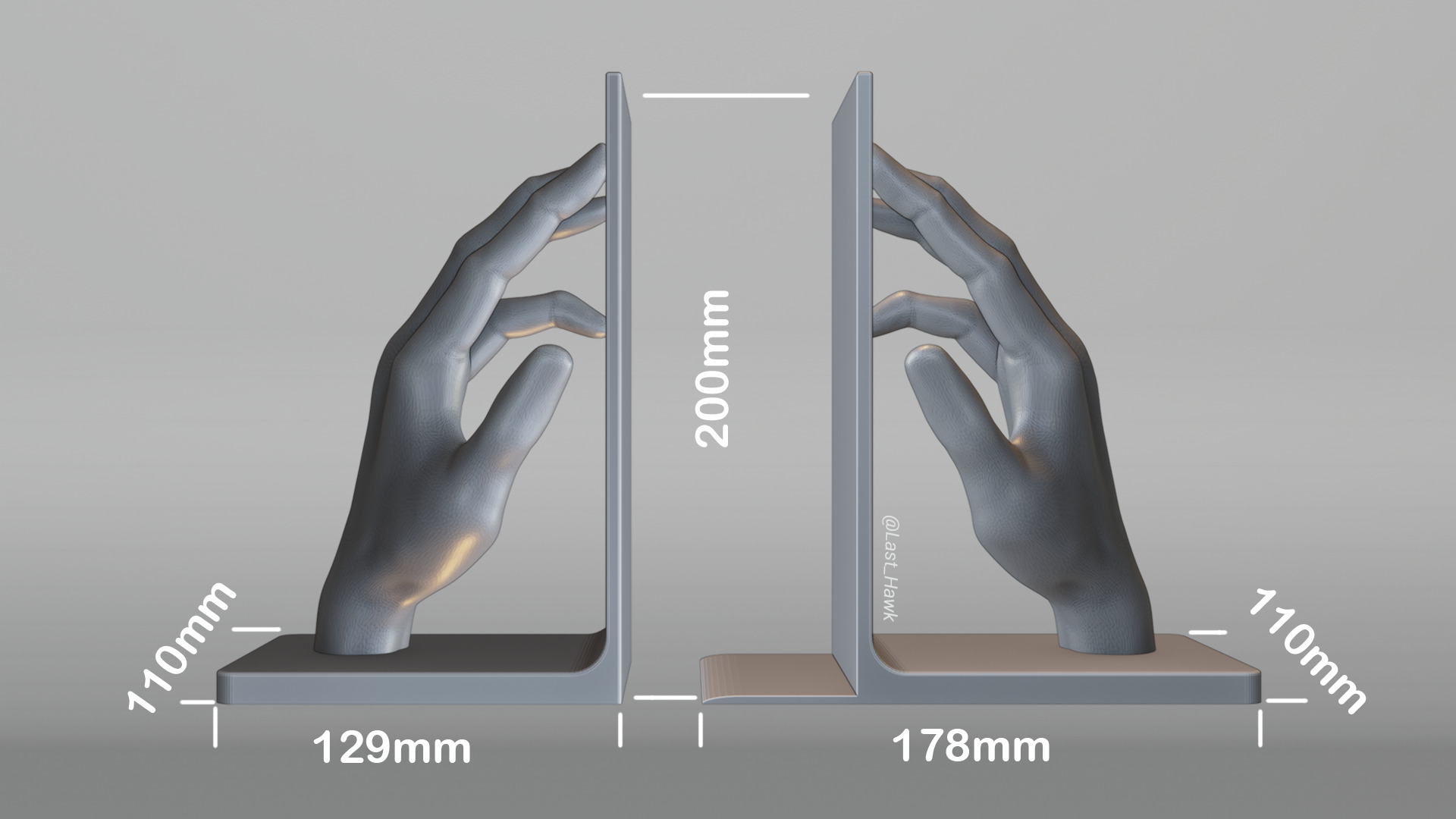 Hand bookend book holder stand 3D print model_8