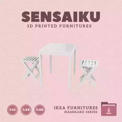 NAMMARO Table V1 and Stool for Dollhouse - IKEA - 3D Print