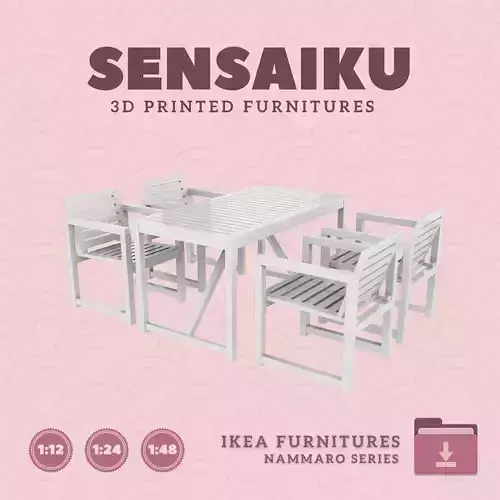 NAMMARO Table V3 and Armchair V1 for Dollhouse - IKEA - 3D Print