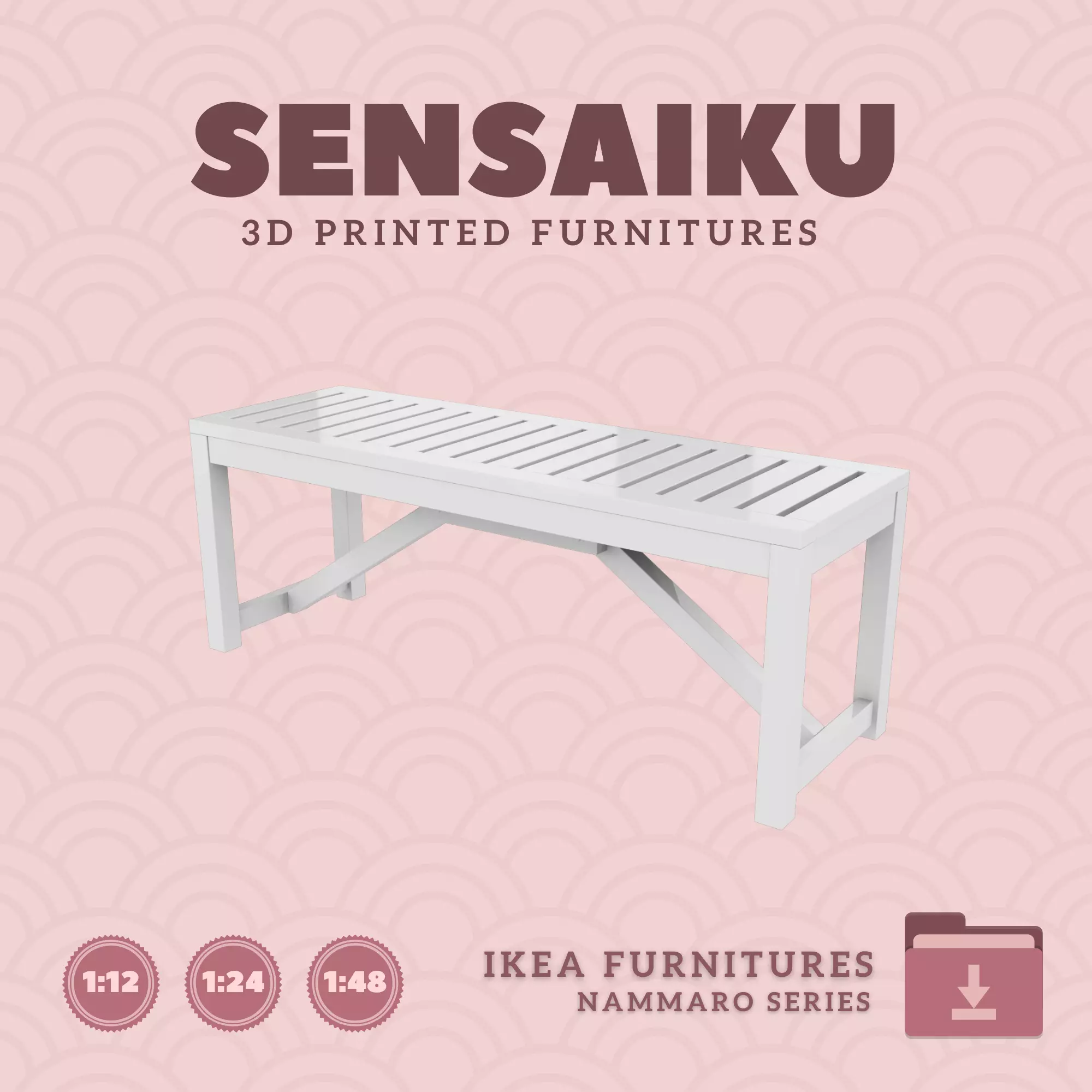 NAMMARO Outdoor Bench for Mini Dollhouse - IKEA - 3D Print 3D print model