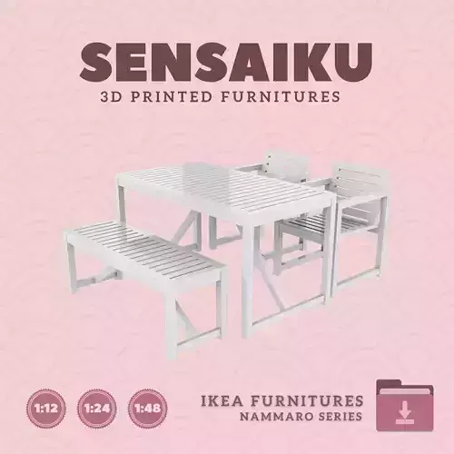 NAMMARO Table V3 and Armchair V1 for Dollhouse IKEA 3D Print