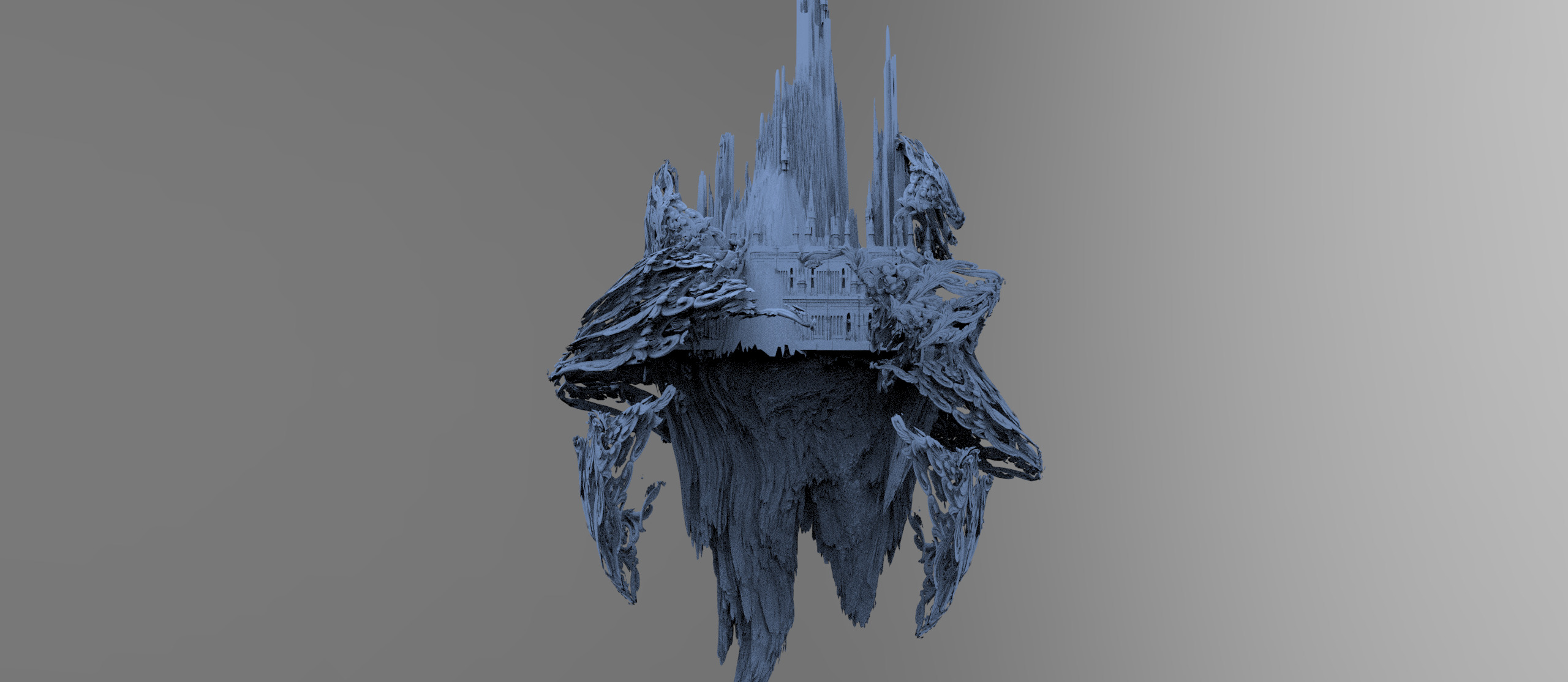 Fantasy underworld mountains base 3D model_1
