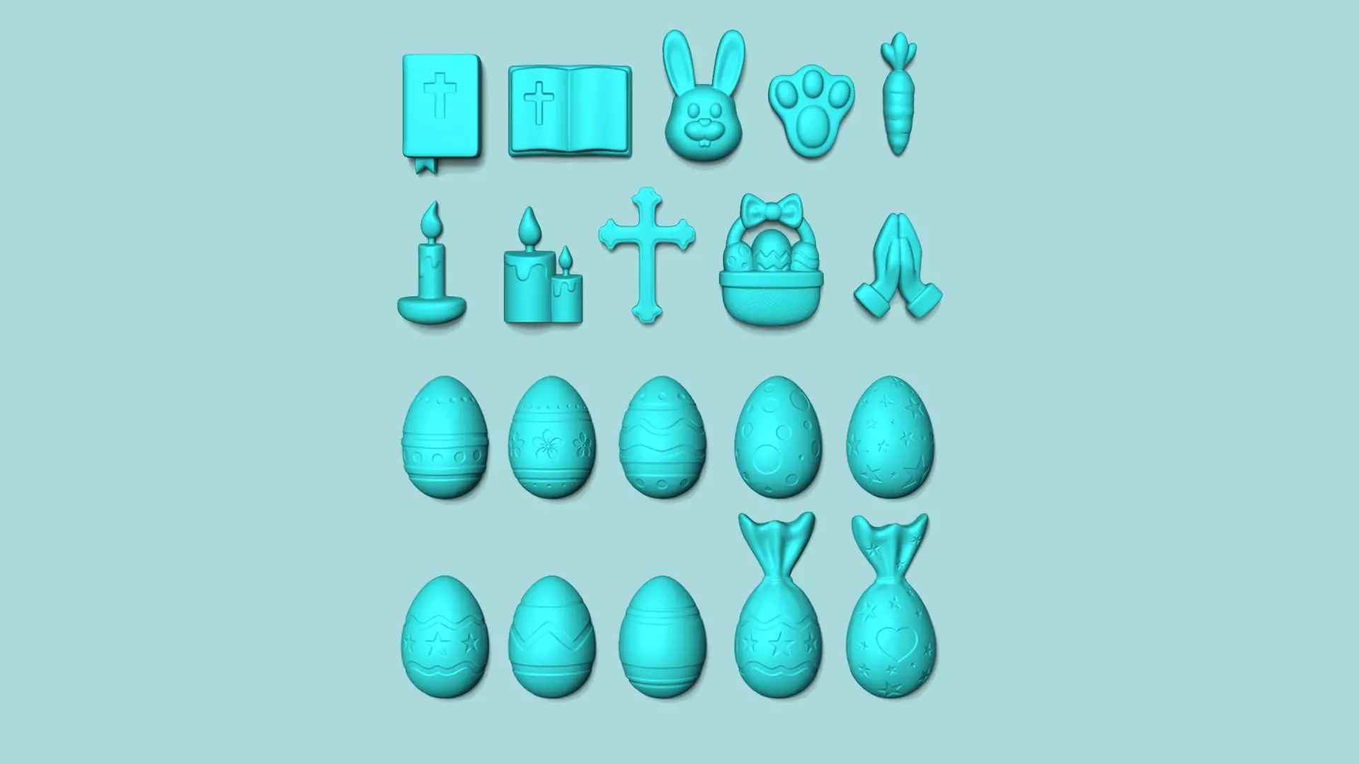 20 Easter Molds - Silicon Molding Maker - Template 3D Model Collection_0