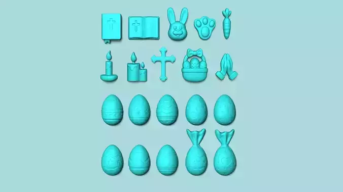 20 Easter Molds - Silicon Molding Maker - Template 3D Model Collection