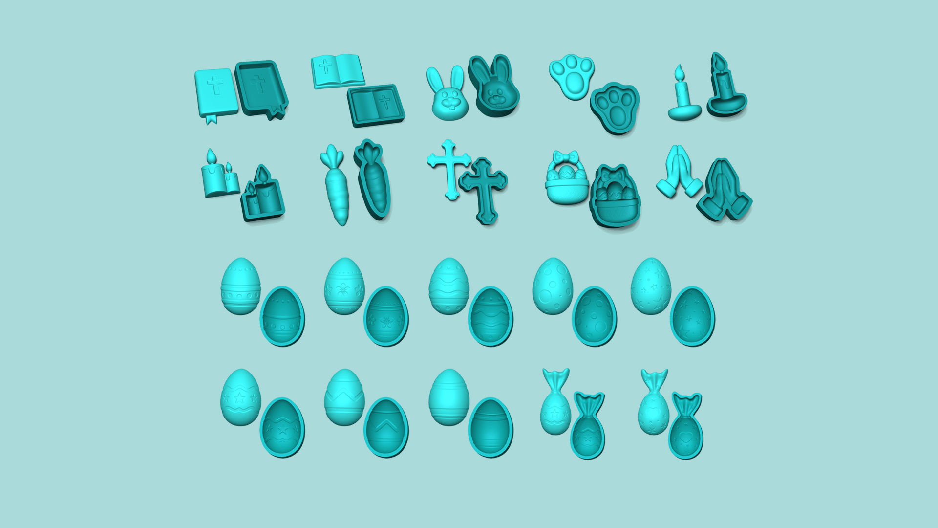 20 Easter Molds - Silicon Molding Maker - Template 3D Model Collection_2
