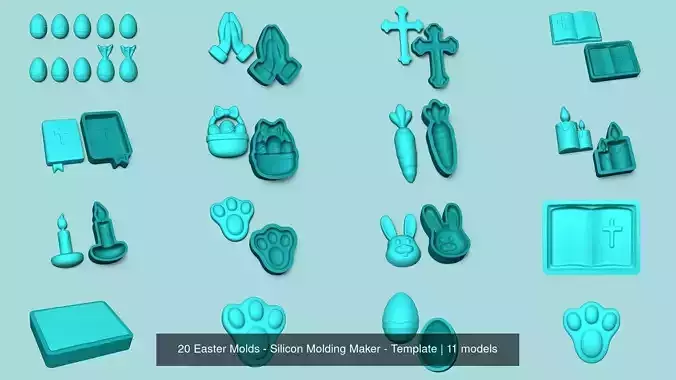 20 Easter Molds - Silicon Molding Maker - Template