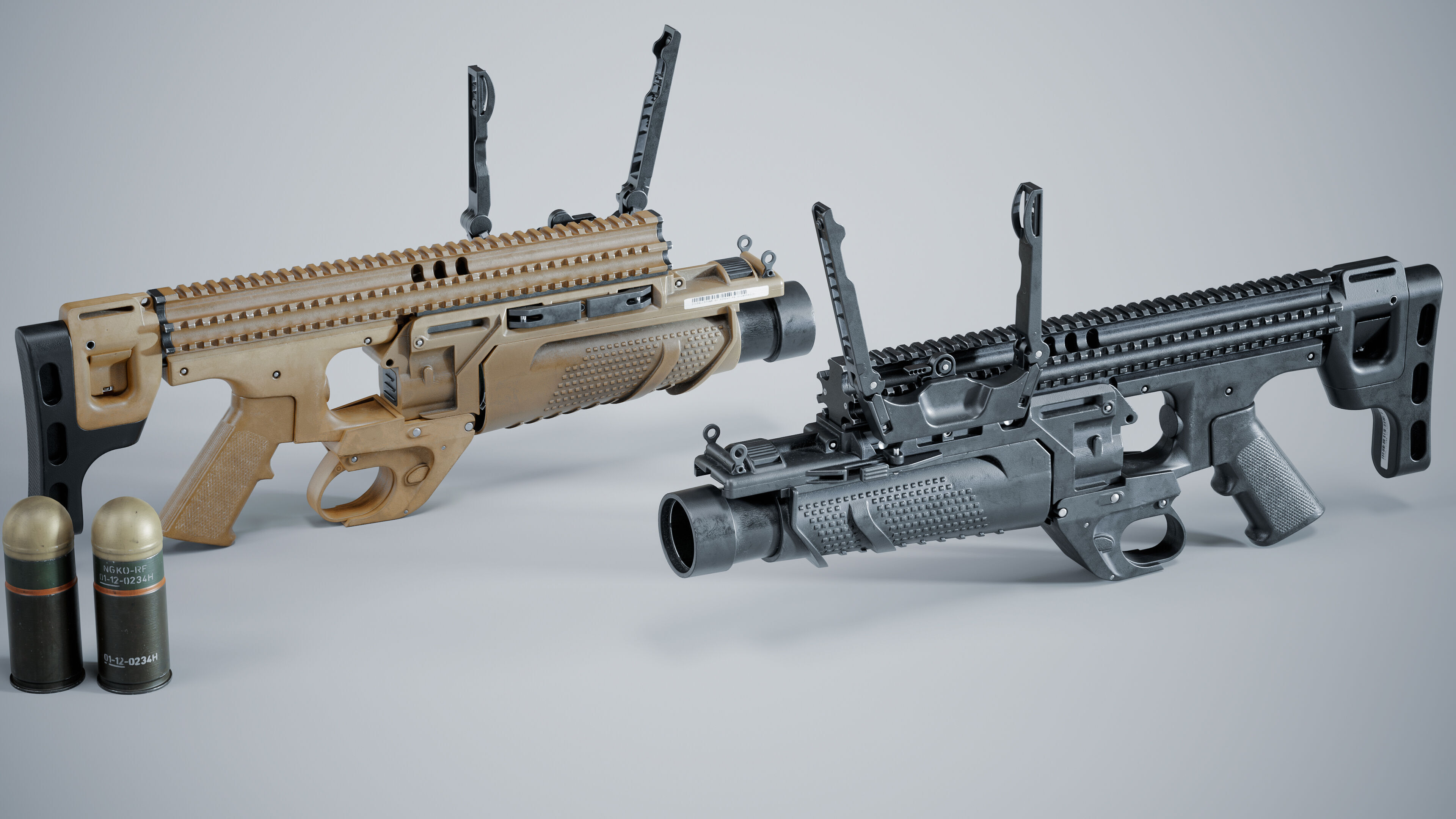 grenade launcher FN 40GL-S Low-poly 3D model_1