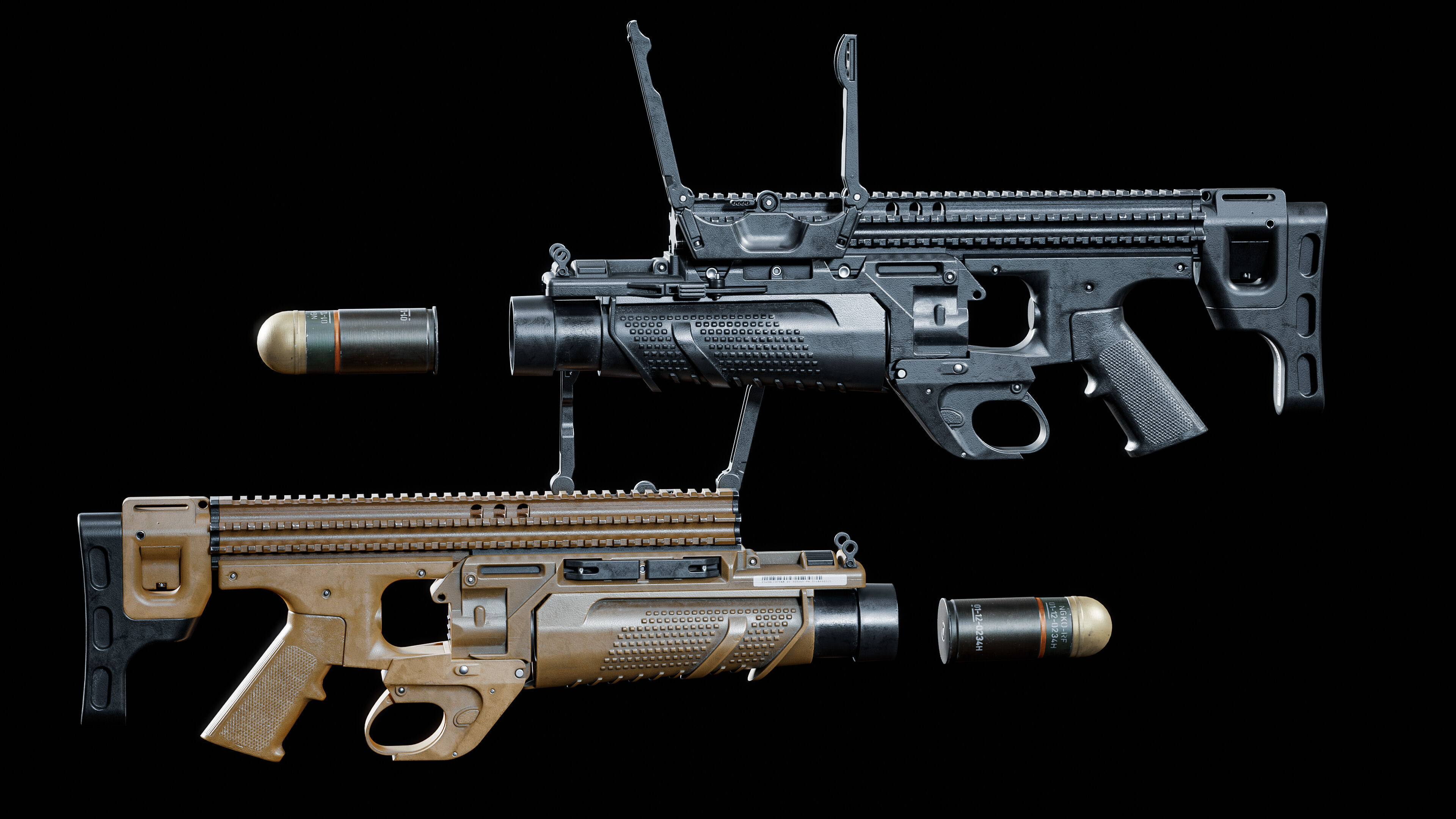 grenade launcher FN 40GL-S Low-poly 3D model_15