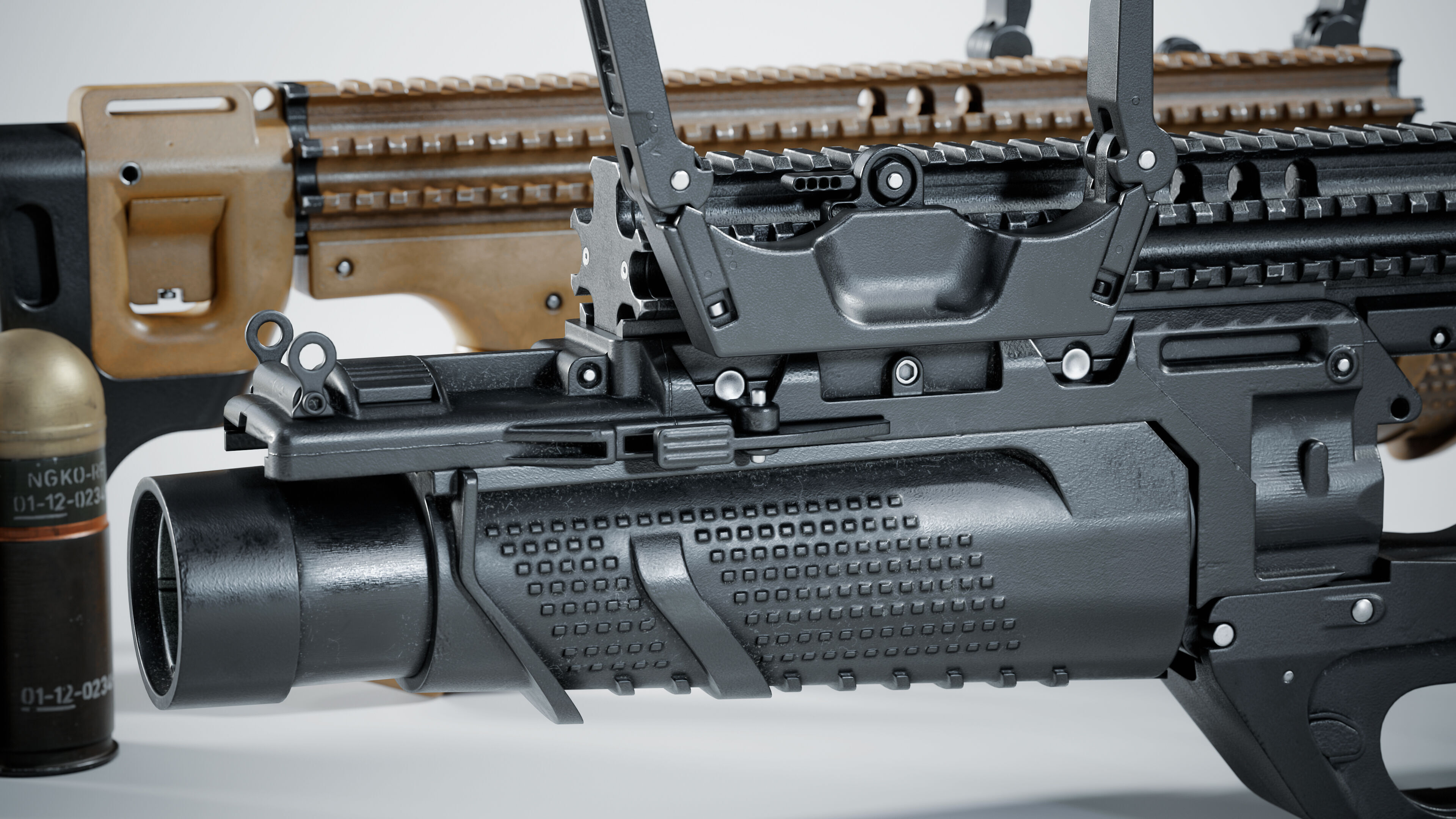 grenade launcher FN 40GL-S Low-poly 3D model_2