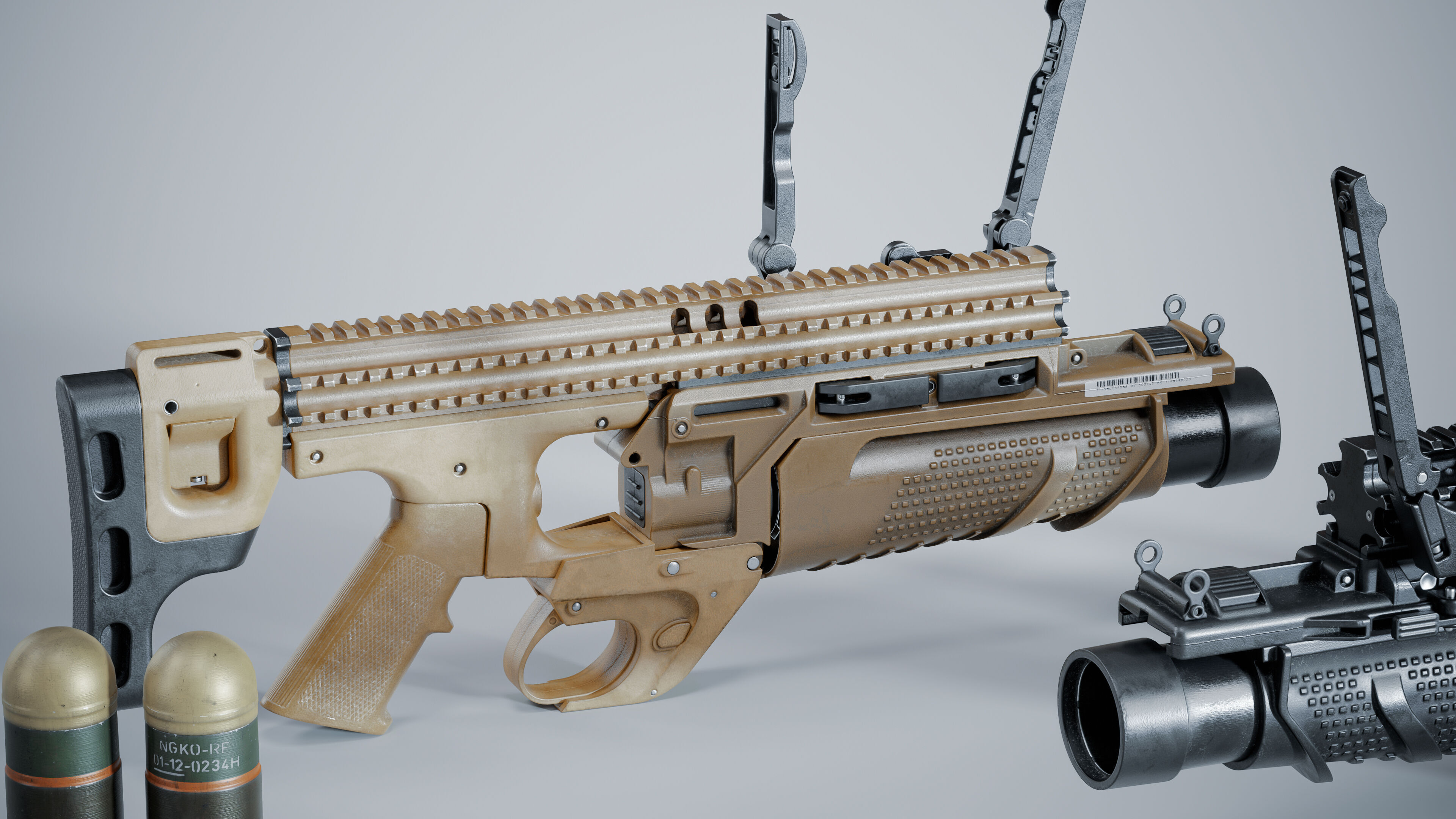 grenade launcher FN 40GL-S Low-poly 3D model_6