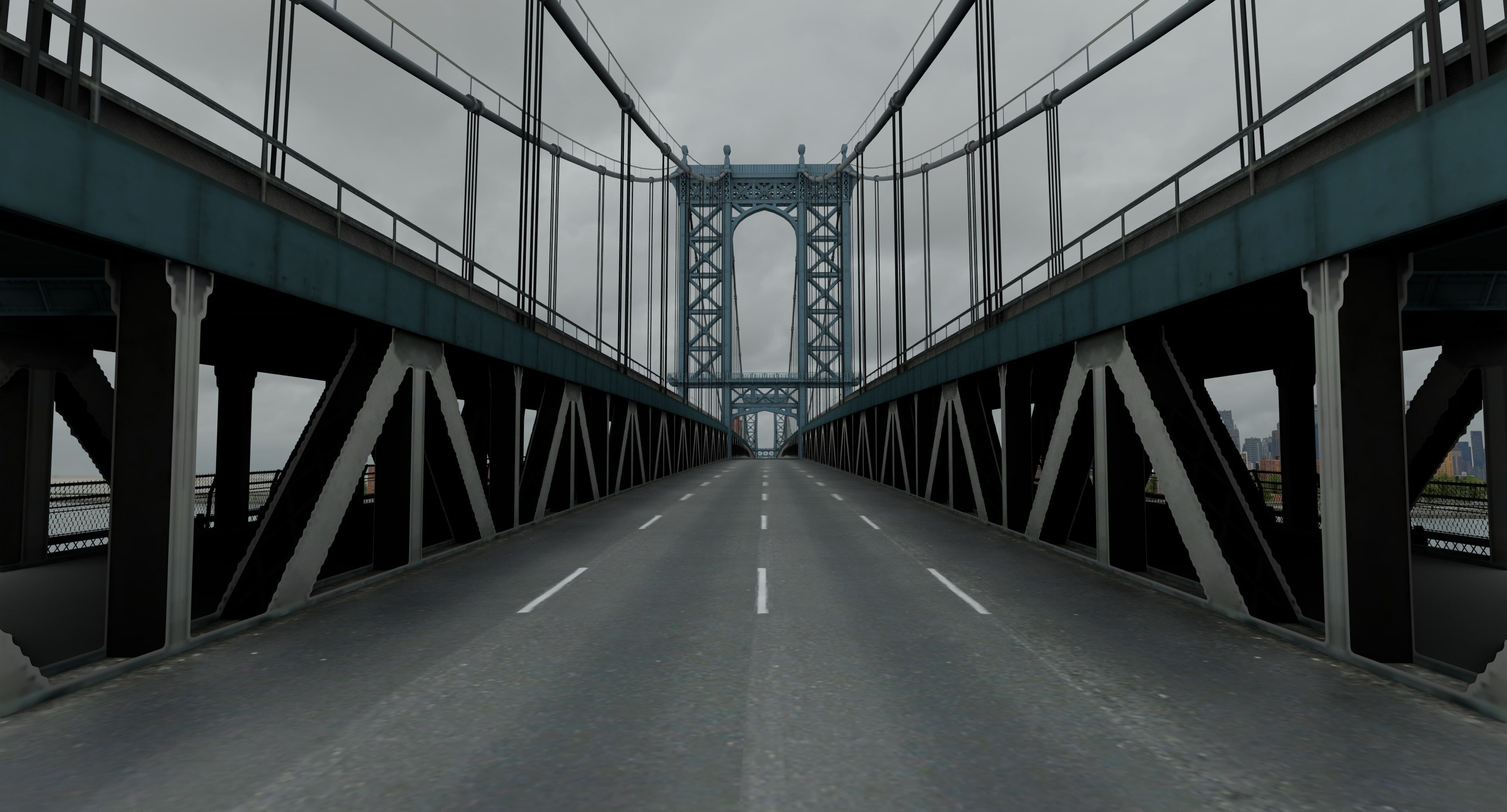New York Manhattan Bridge Low-poly 3D model_11