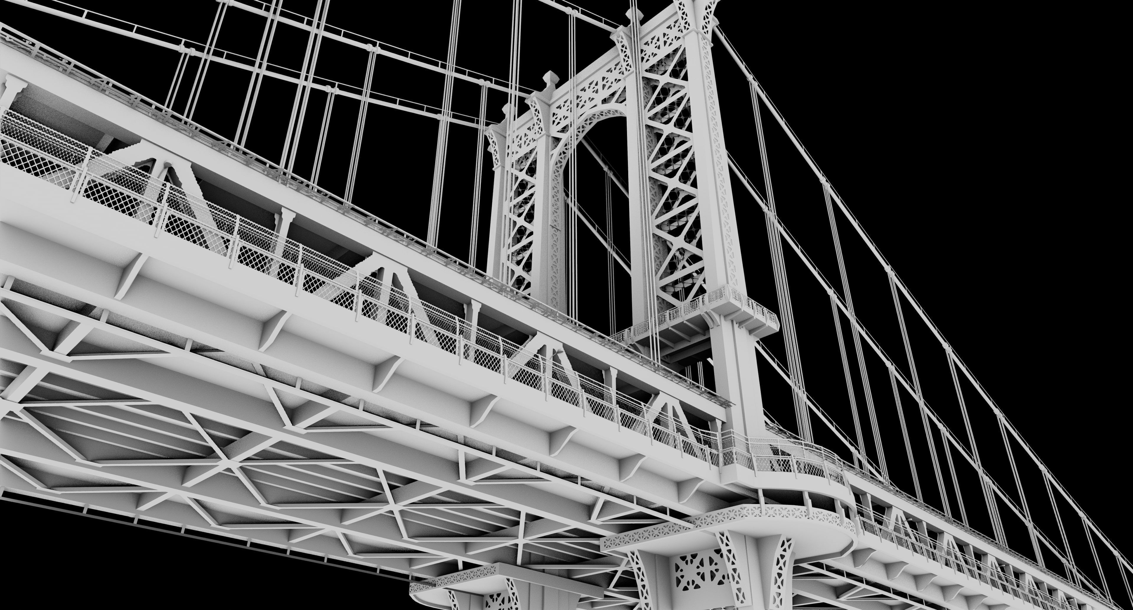 New York Manhattan Bridge Low-poly 3D model_1