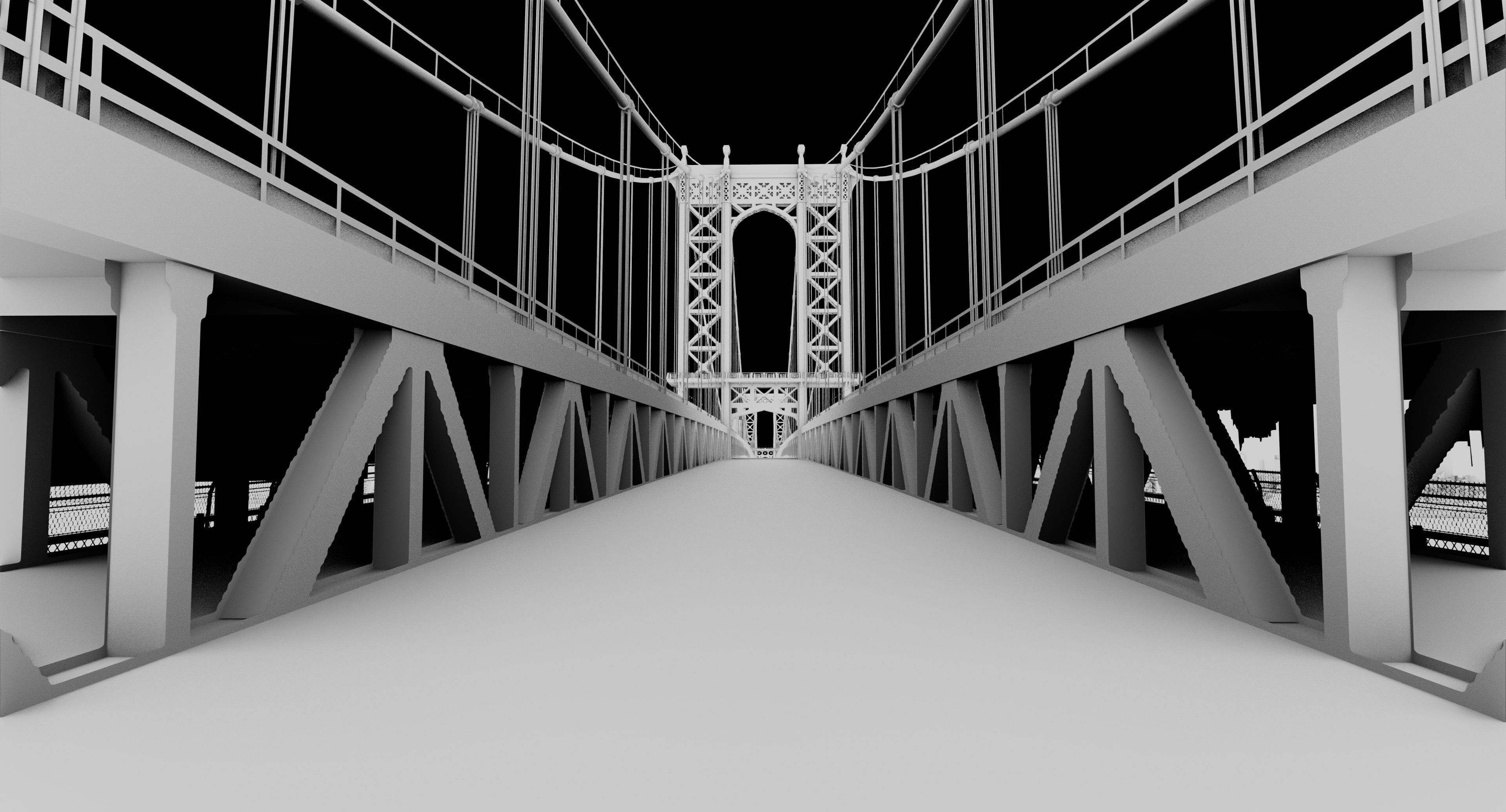 New York Manhattan Bridge Low-poly 3D model_12