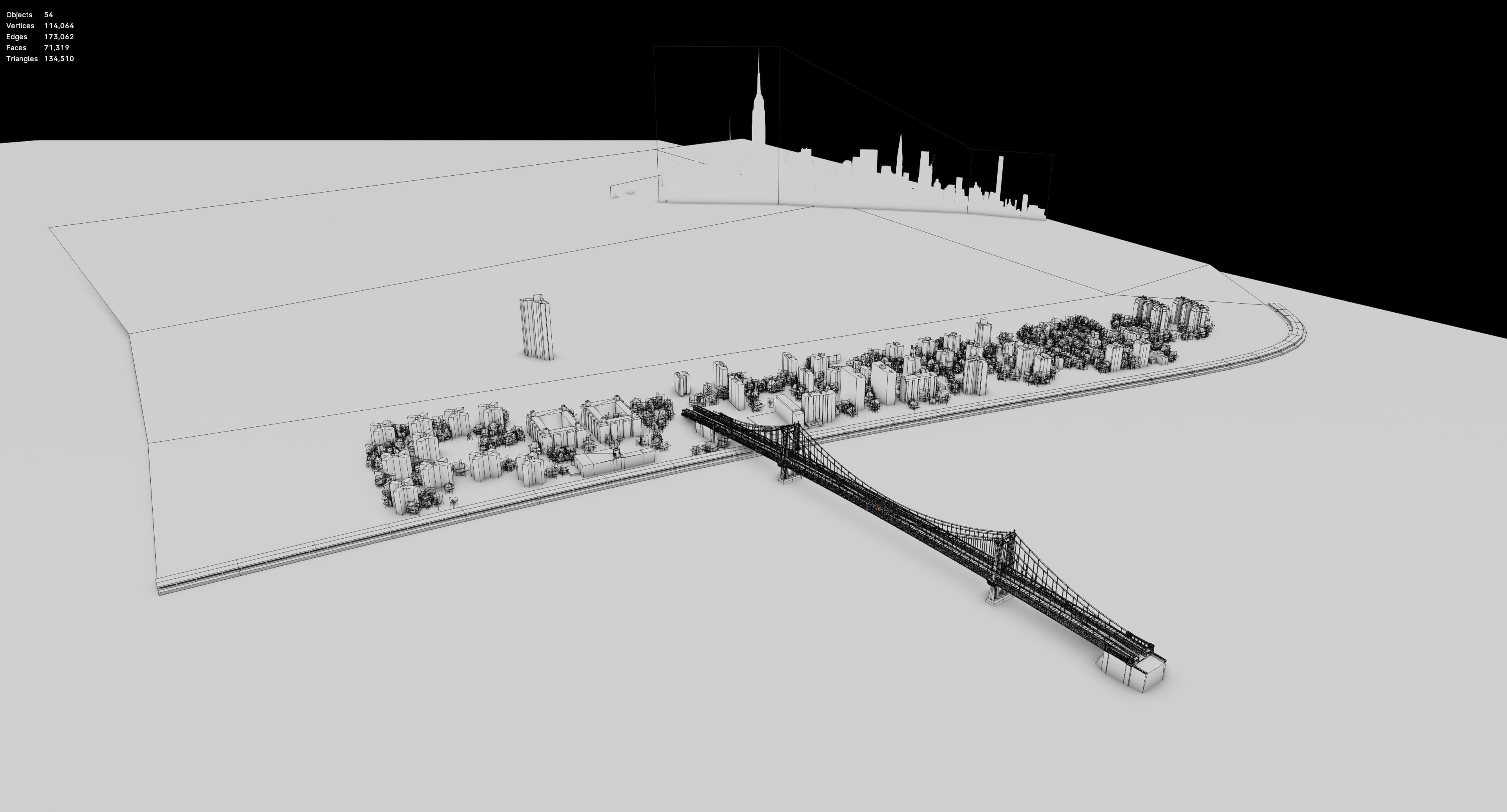 New York Manhattan Bridge Low-poly 3D model_9