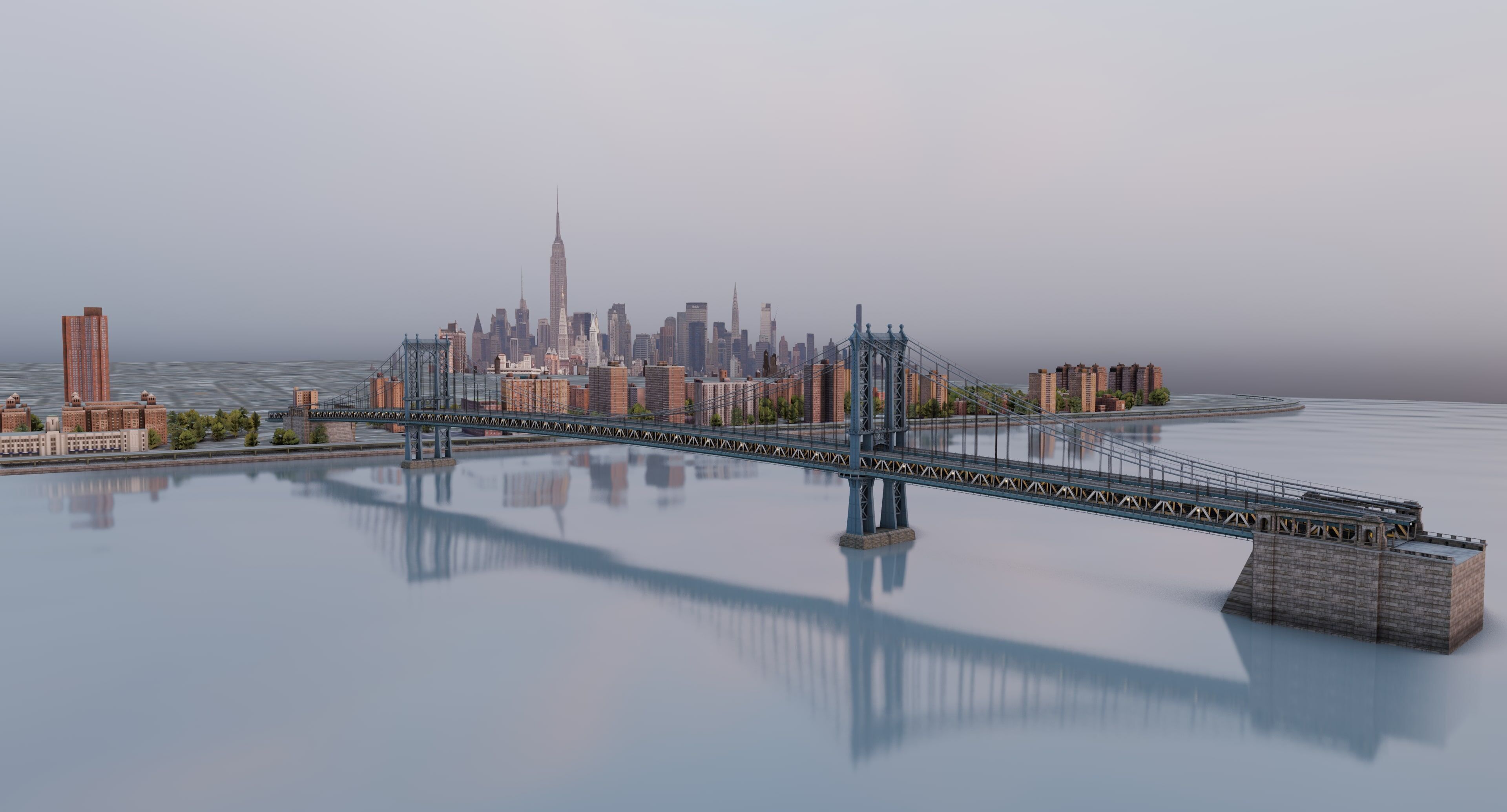 New York Manhattan Bridge Low-poly 3D model_6