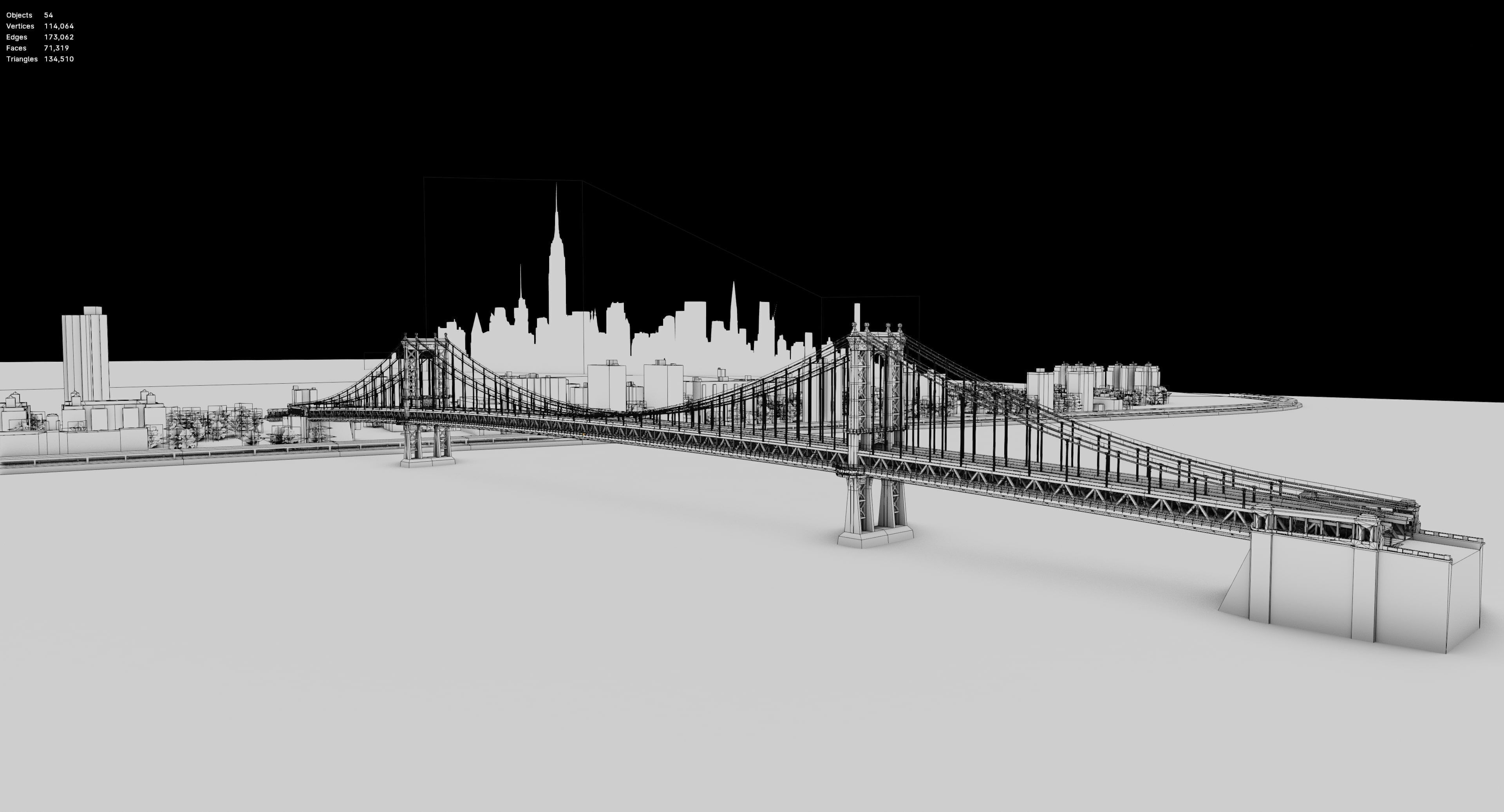 New York Manhattan Bridge Low-poly 3D model_7
