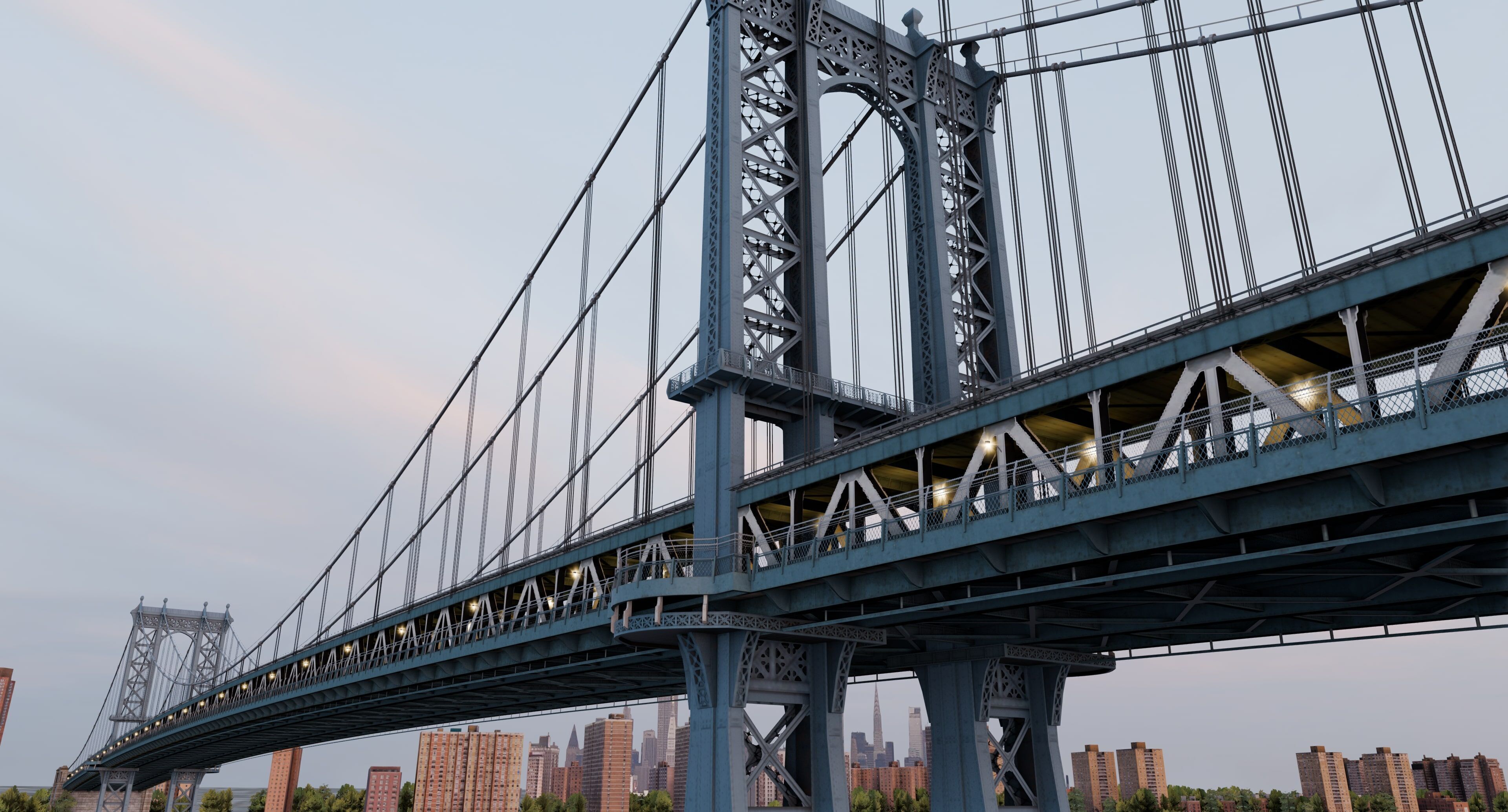 New York Manhattan Bridge Low-poly 3D model_2