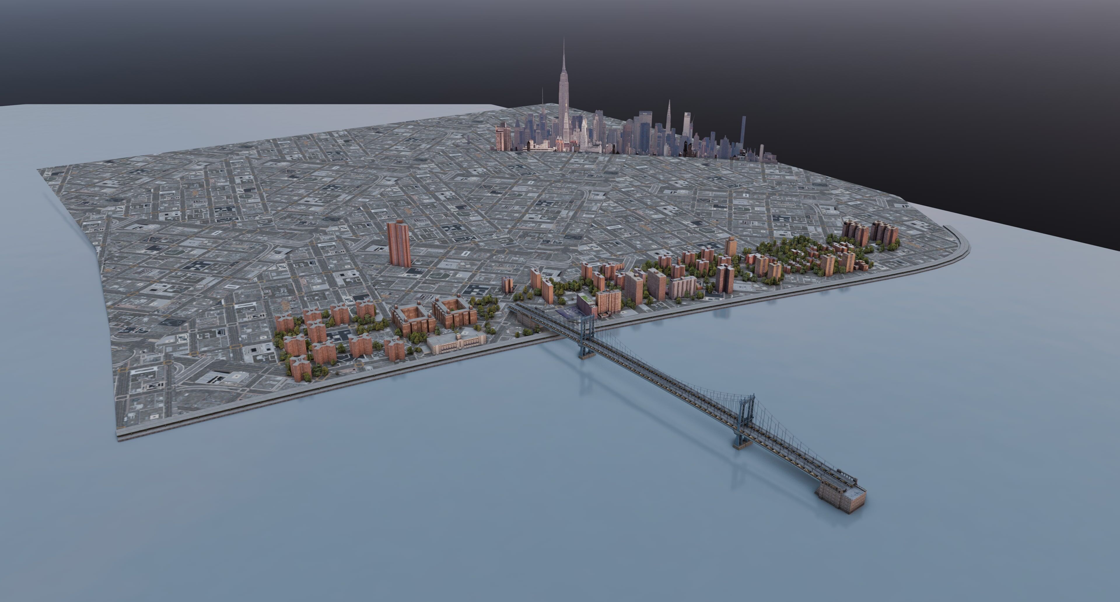 New York Manhattan Bridge Low-poly 3D model_8