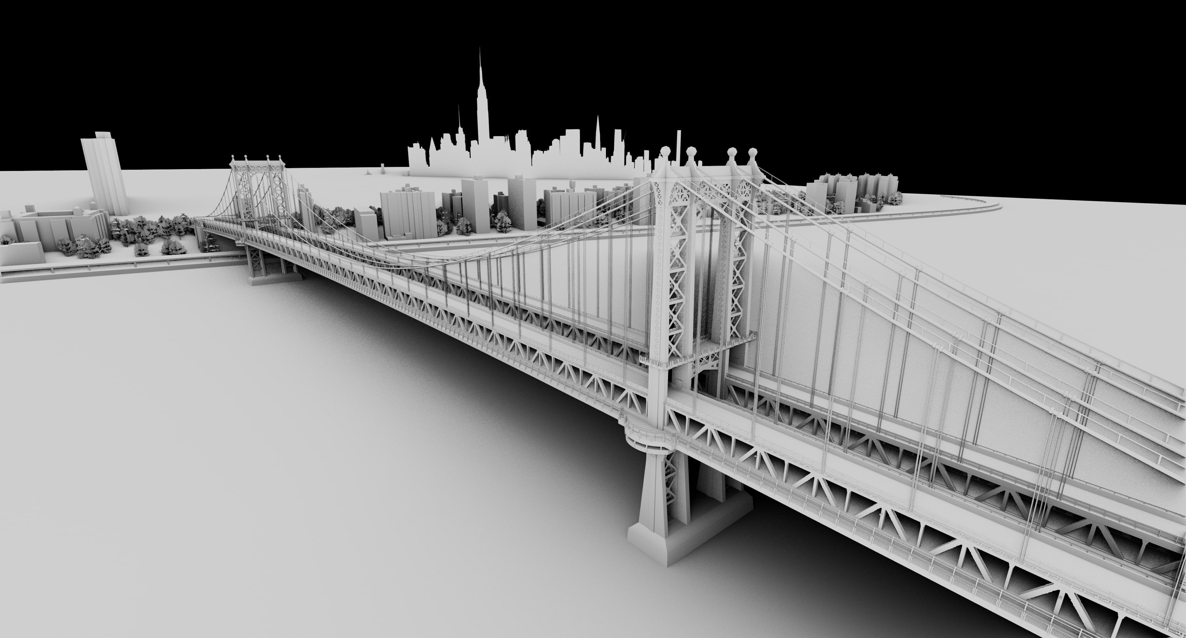 New York Manhattan Bridge Low-poly 3D model_14