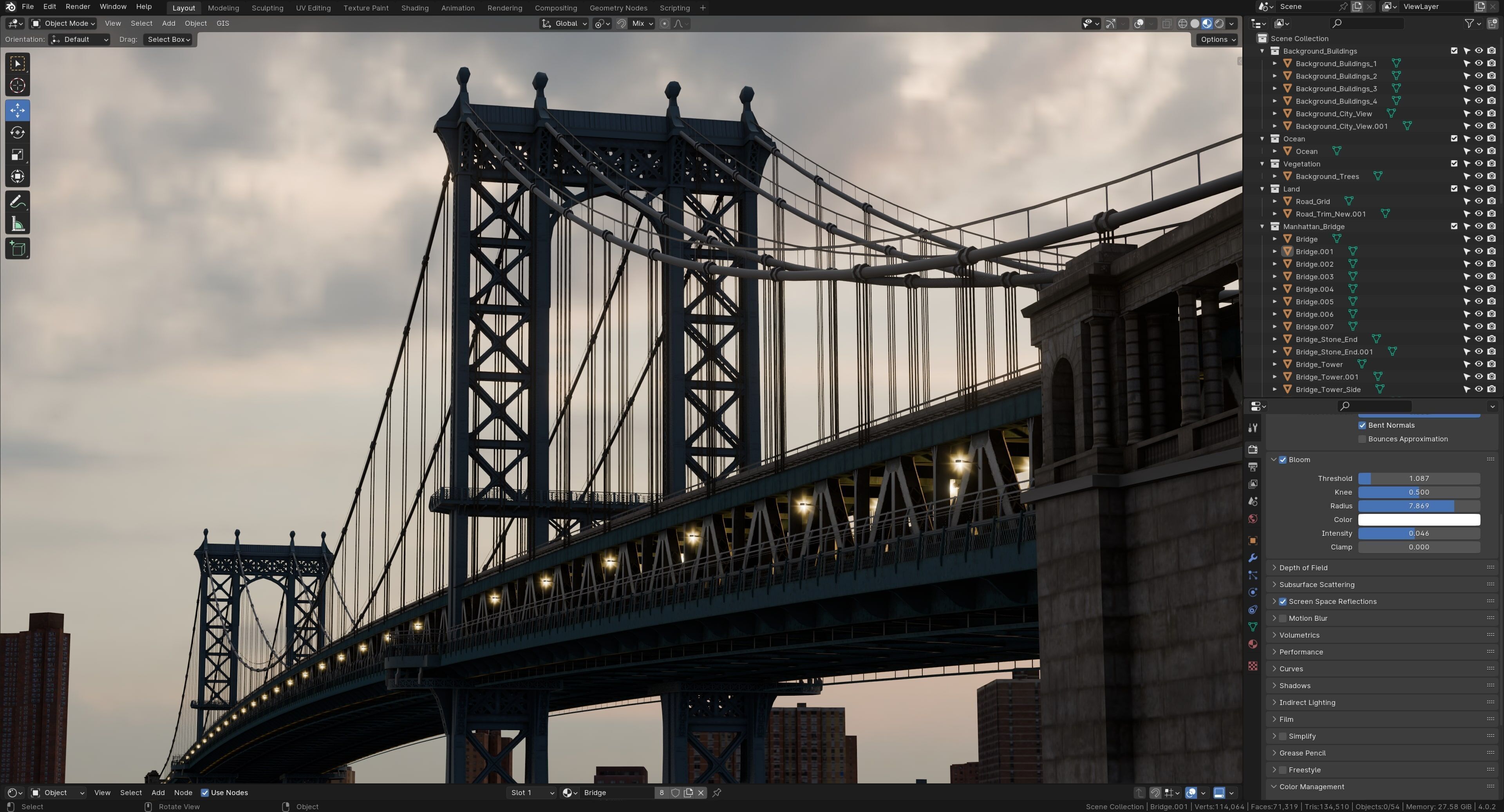 New York Manhattan Bridge Low-poly 3D model_10