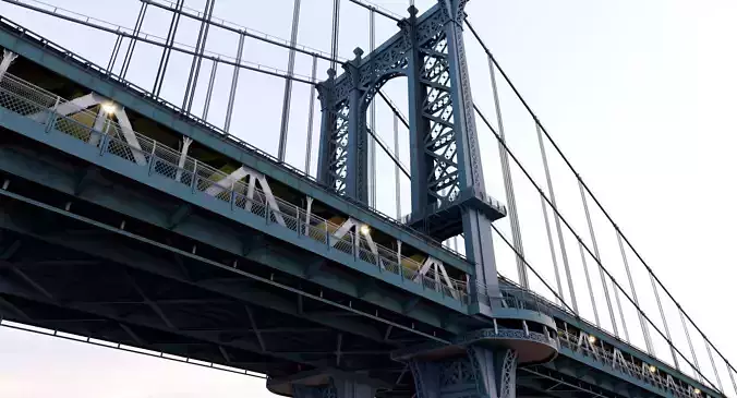 New York Manhattan Bridge Low-poly 3D model