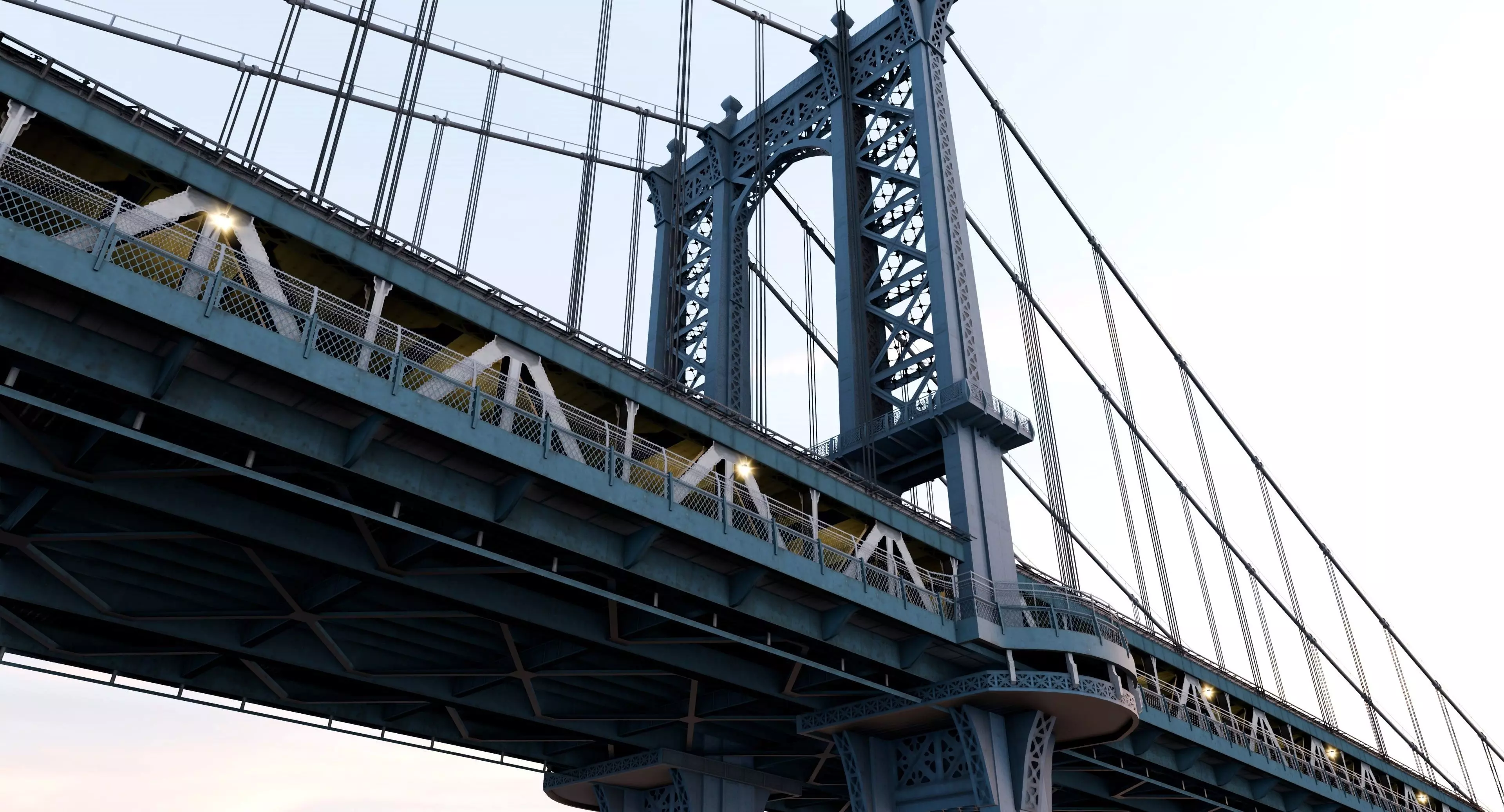 New York Manhattan Bridge Low-poly 3D model_0