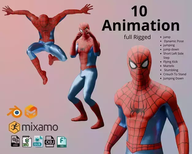 Spider Man 3D Model  Fully Rigged and Animation Ready Low-poly 3D model