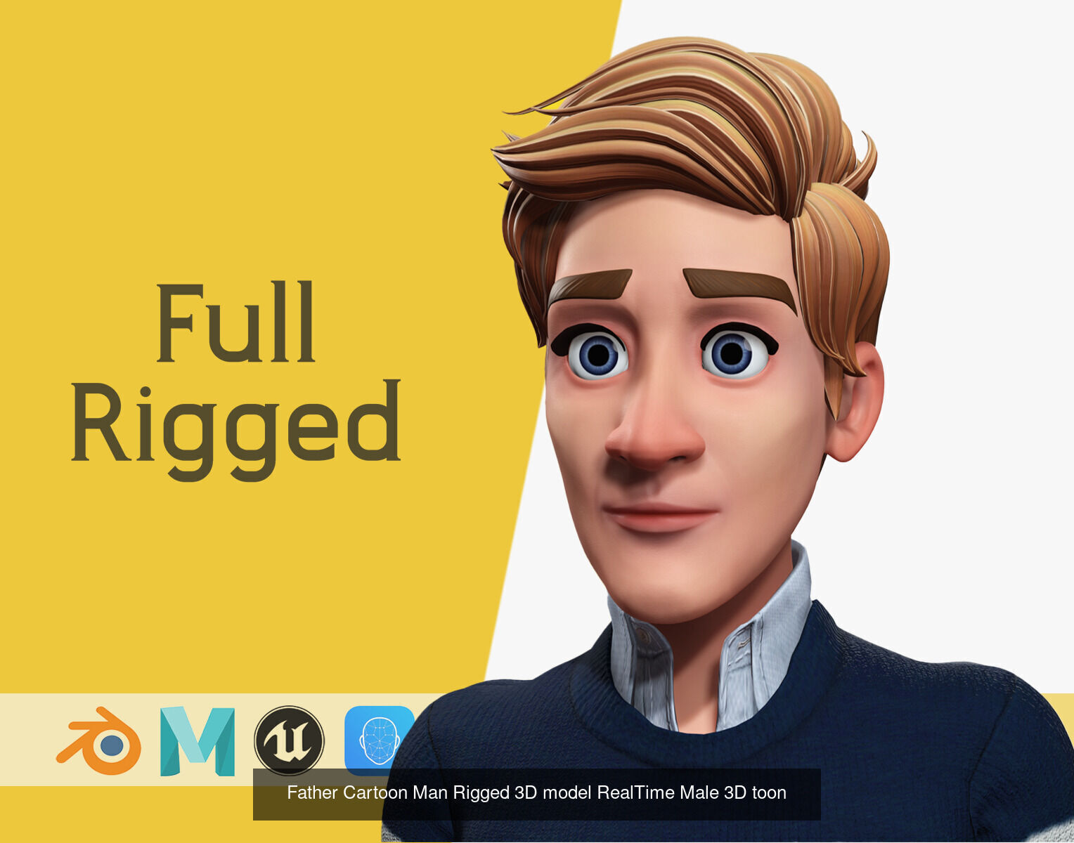 Stylized Cartoon Men - Rigged RealTime 3D Pack 3D Model Collection_4