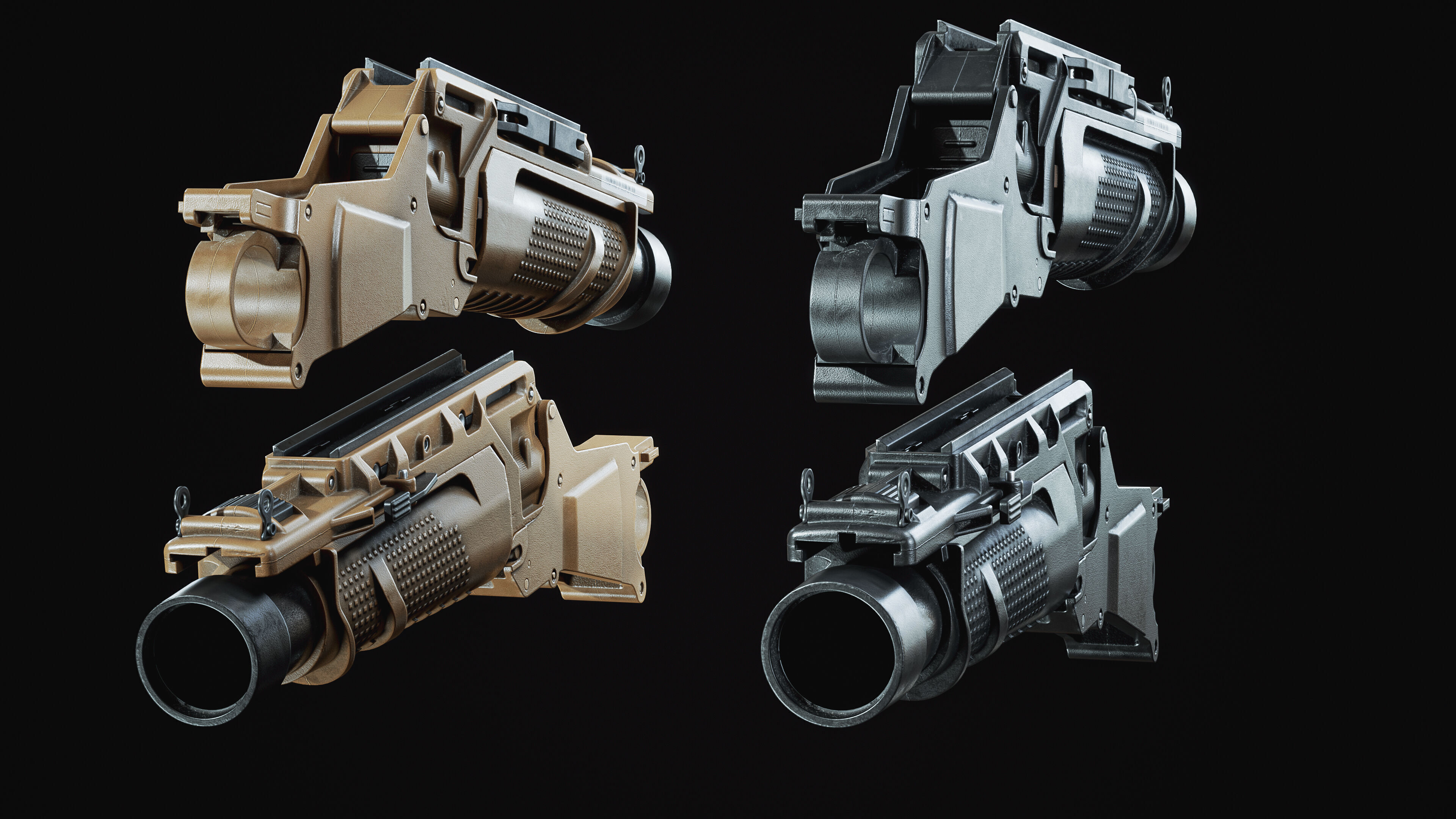 grenade launcher FN 40GL modular pack Low-poly 3D model_15