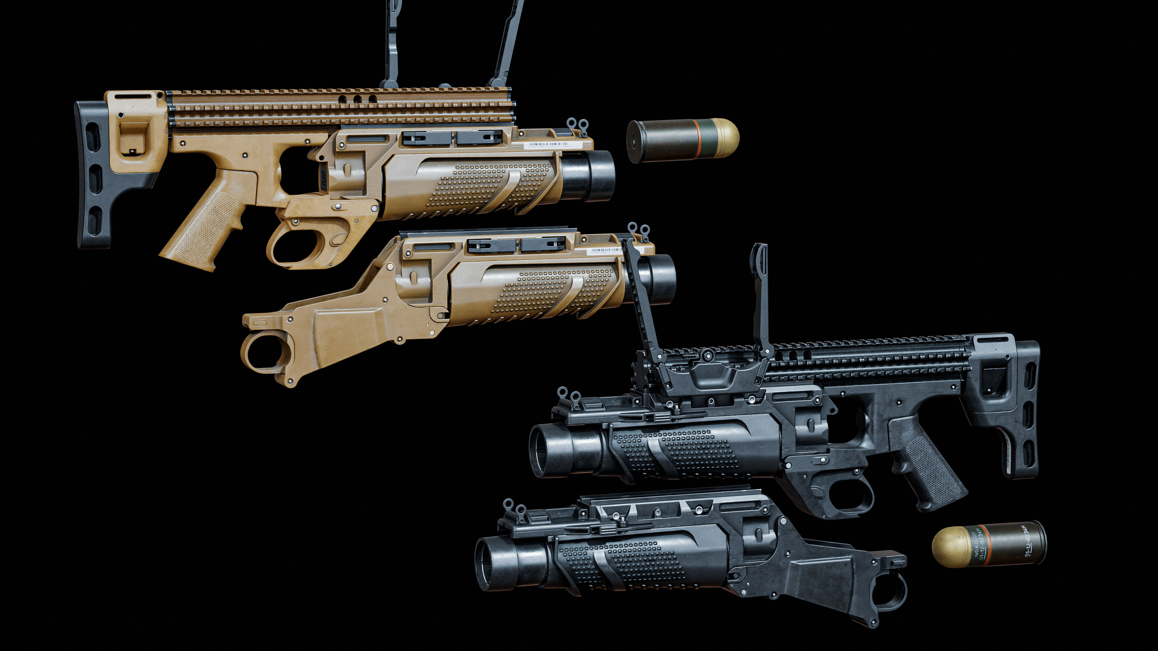 grenade launcher FN 40GL modular pack Low-poly 3D model_9