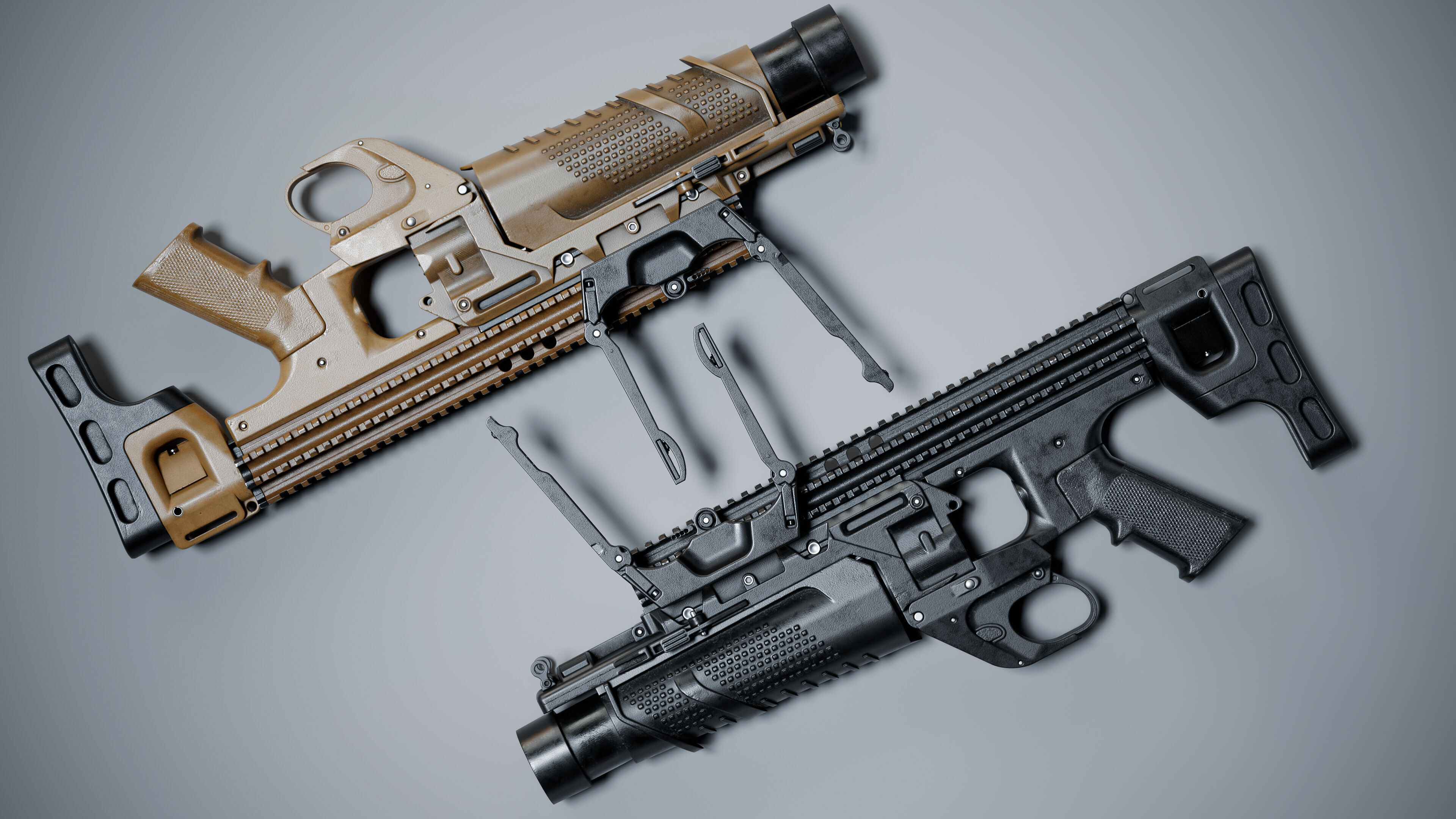 grenade launcher FN 40GL modular pack Low-poly 3D model_2
