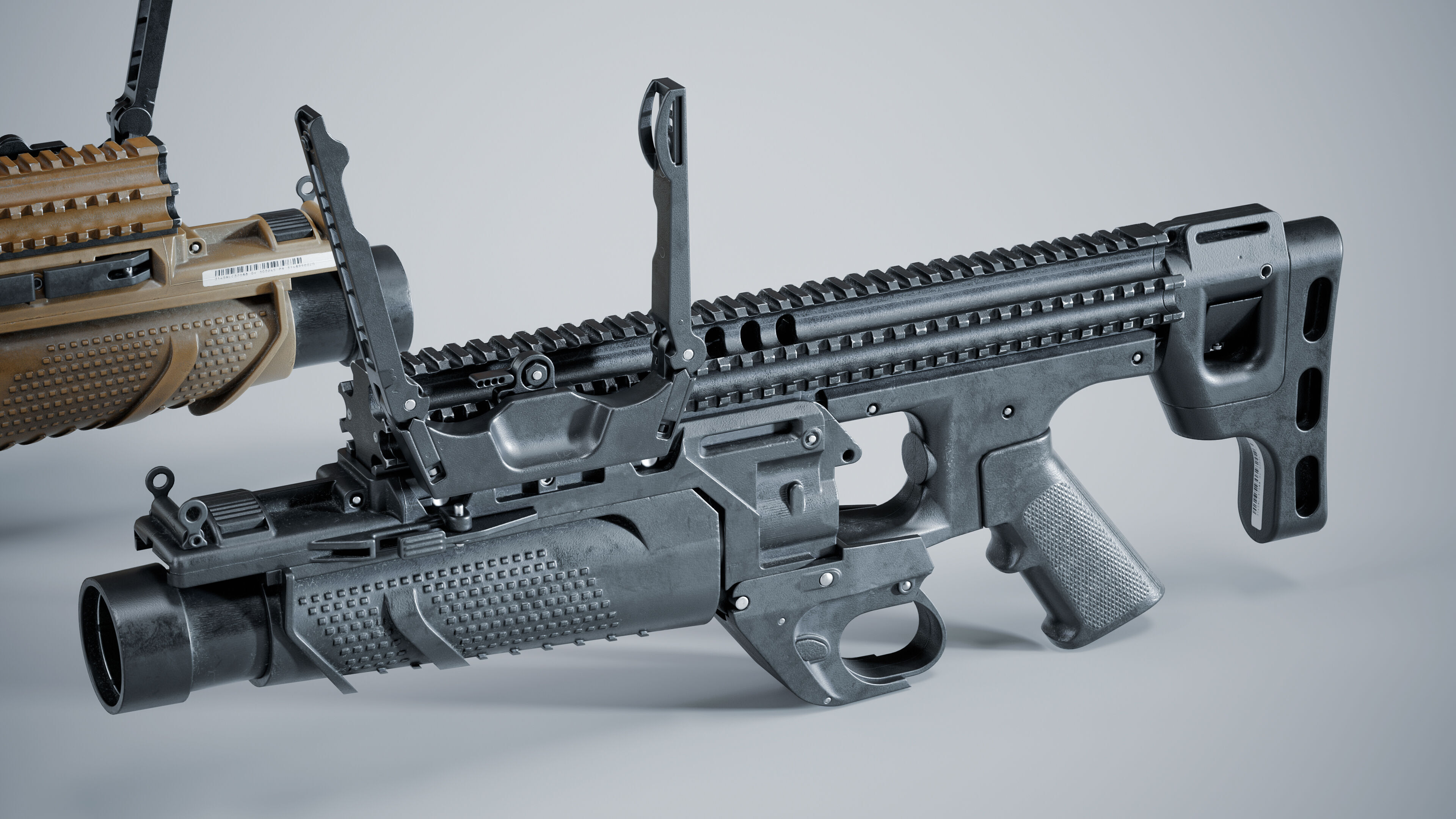 grenade launcher FN 40GL modular pack Low-poly 3D model_7