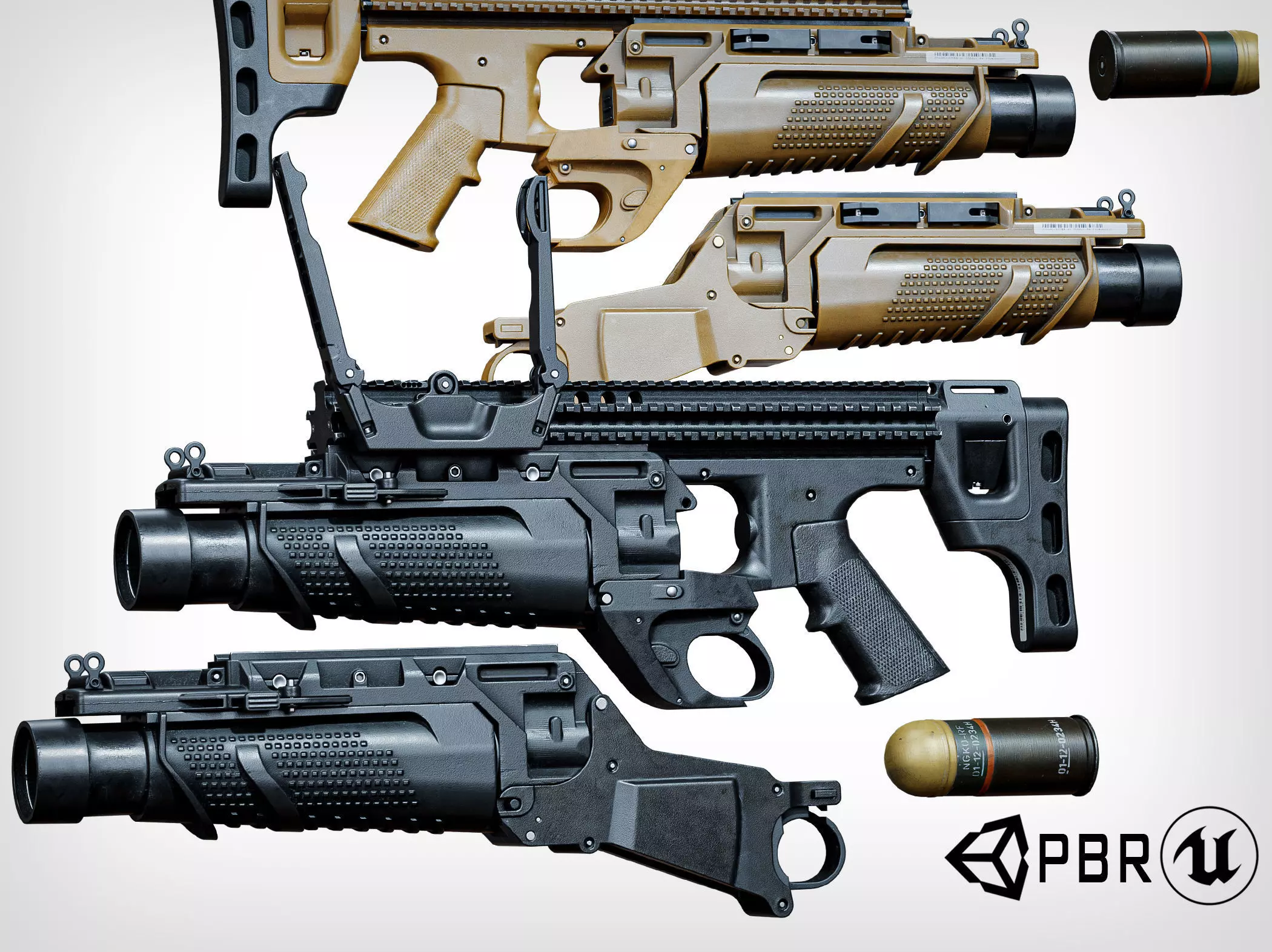grenade launcher FN 40GL modular pack Low-poly 3D model_0